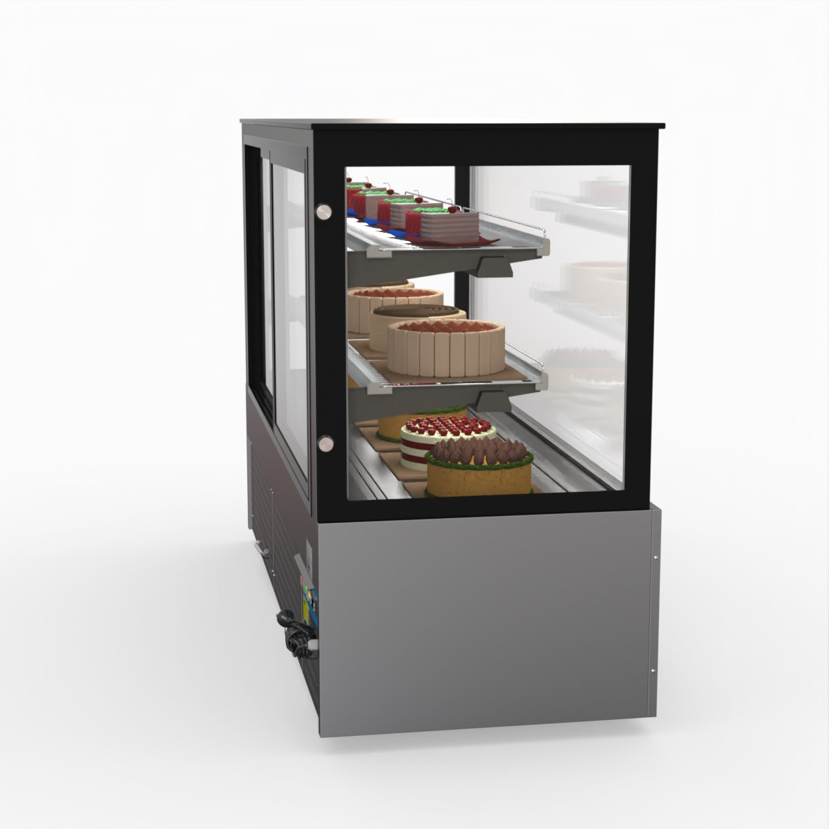 Bonvue SG180FA Commercial Refrigerated Display Case - Dual Glass Door Merchandiser for Deli, Bakery & Grocery - Perfect for Supermarkets, Convenience Stores & Cafes