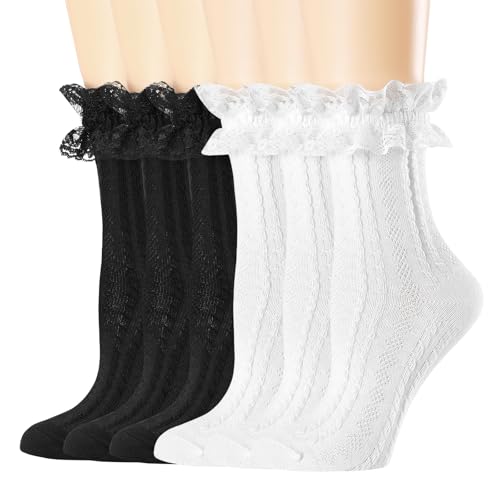 6pairs( 3black+3 White-lace Style5)