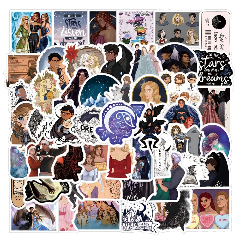 61Pcs ACOTAR Merchandise Stickers Pack - Waterproof Vinyl Decals for Books, Water Bottles, Laptops, Phones | Perfect for Journaling, Scrapbooking, Party Favors & Gifts for Teens & Adults | Great for Book Lovers, DIY Crafts & Home Decor