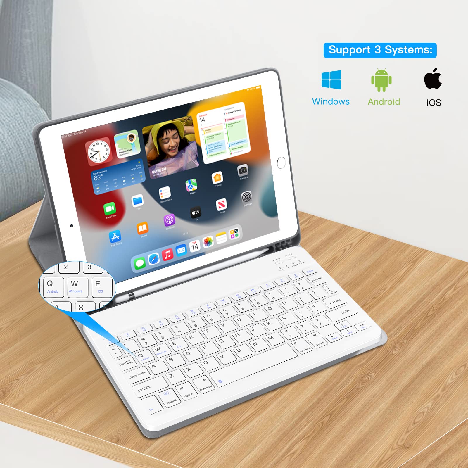 Ultra-Slim Wireless Bluetooth Keyboard - Rechargeable Bluetooth Keyboard for iPad Pro/Air/Mini (10th/9th/8th/7th/6th/5th Gen), iPhone, Android & Windows Devices | Portable for Office, Home & Travel Use