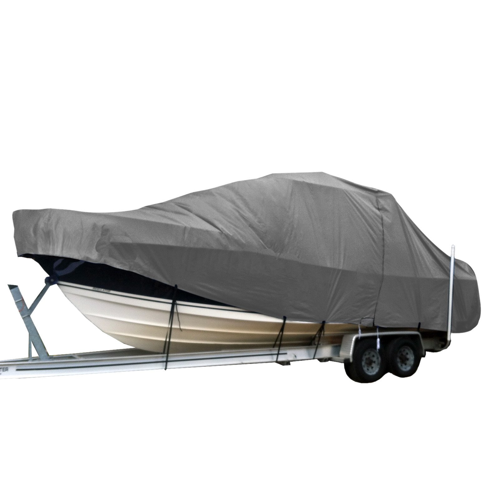 Heavy Duty T-Top Boat Cover for Center Console Boats - Waterproof UV-Resistant Gray Marine Cover Fits Up to 19ft - Ideal for Fishing, Boating & Outdoor Storage
