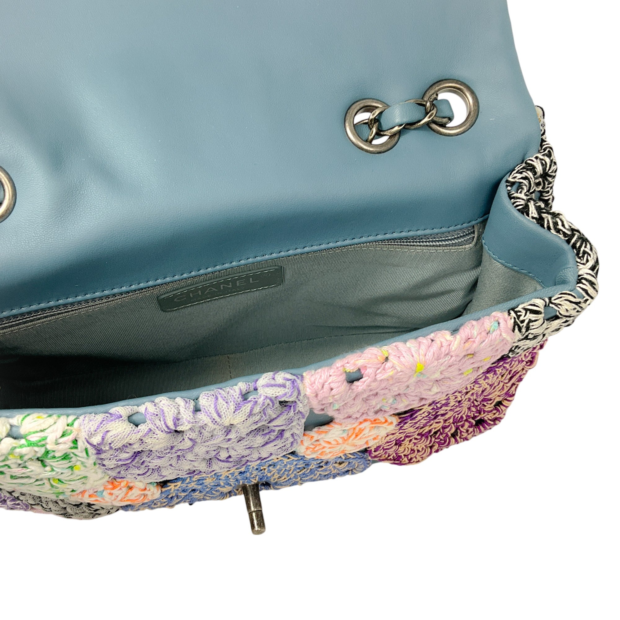 Chanel Blue Multi Paris Seoul Crochet and Lambskin Medium Flap Bag - Luxury Designer Handbag for Women, Perfect for Parties, Travel & Everyday Use