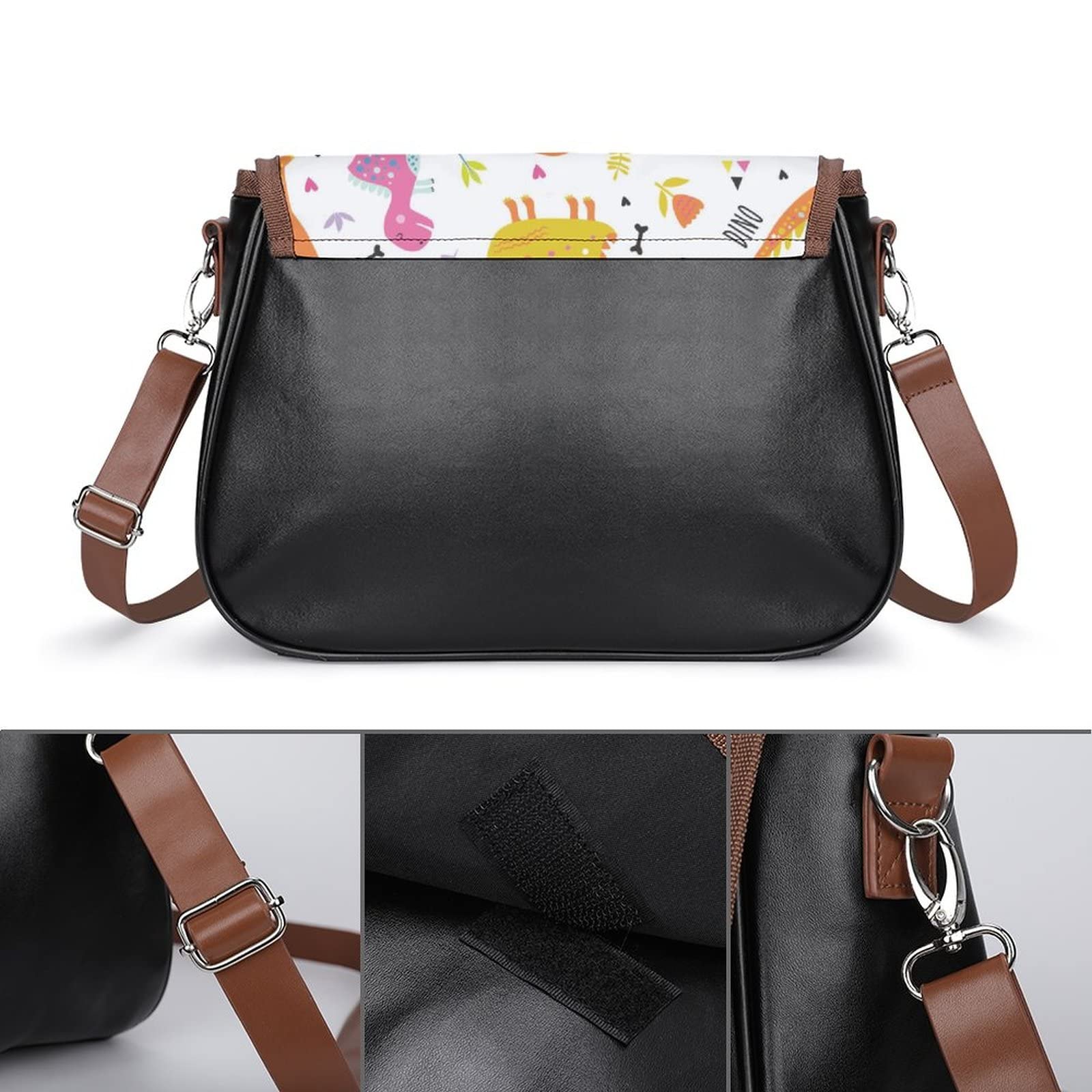 Stylish Leather Crossbody Bags for Women - Designer Shoulder Messenger Purse with Cute Dinosaur Print | Perfect for Work, Travel & Everyday Use