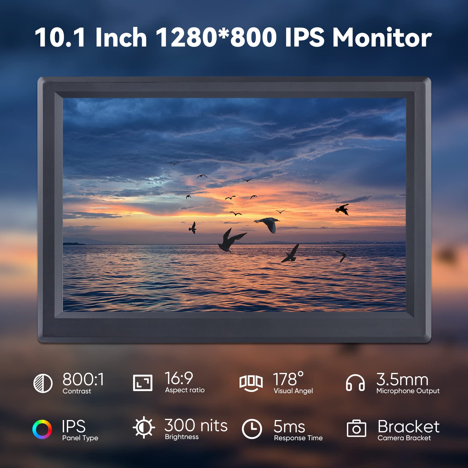 10.1 Inch 1280×800 IPS LCD Display with Cooling Fan - Portable Raspberry Pi Screen for Pi 4B/3B+/400 & Windows PC - All-in-One Design for Programming, Gaming & DIY Projects