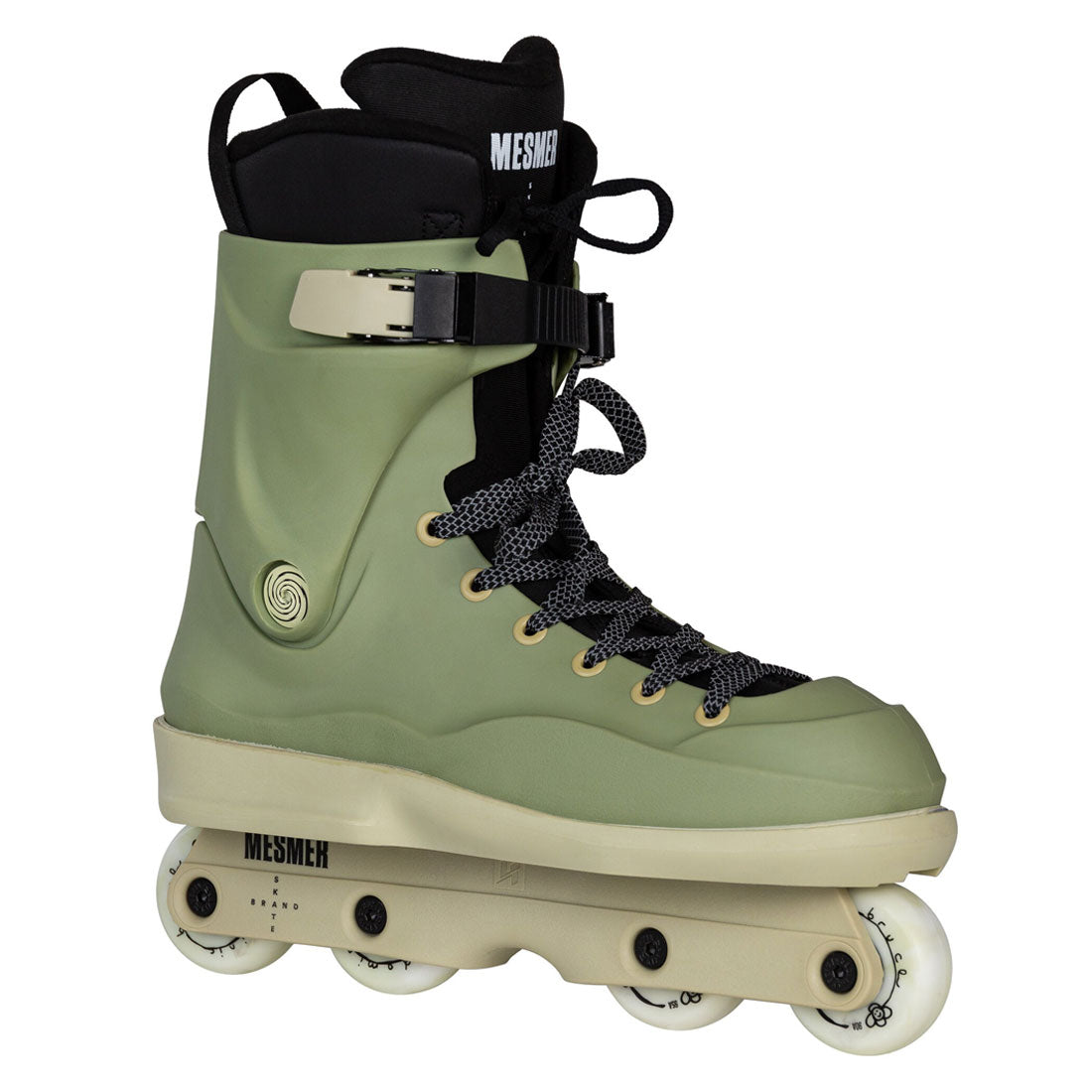 Mesmer Throne Dominic Bruce Pro Skates - Premium Olive Green Roller Skates for Men & Women - Perfect for Outdoor Skating, Rink & Street Performance