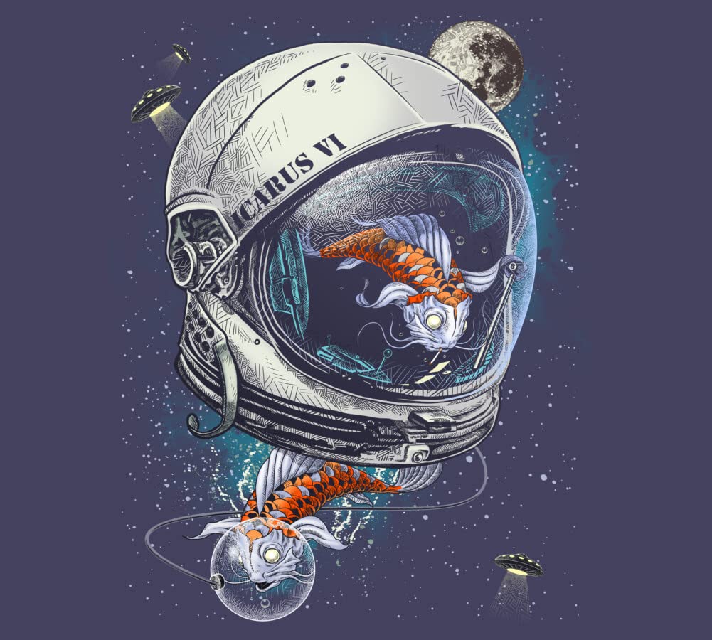 Design By Humans Women's Space Koi Racerback Tank Top - Stylish Graphic Tee for Yoga, Gym & Summer Outfits