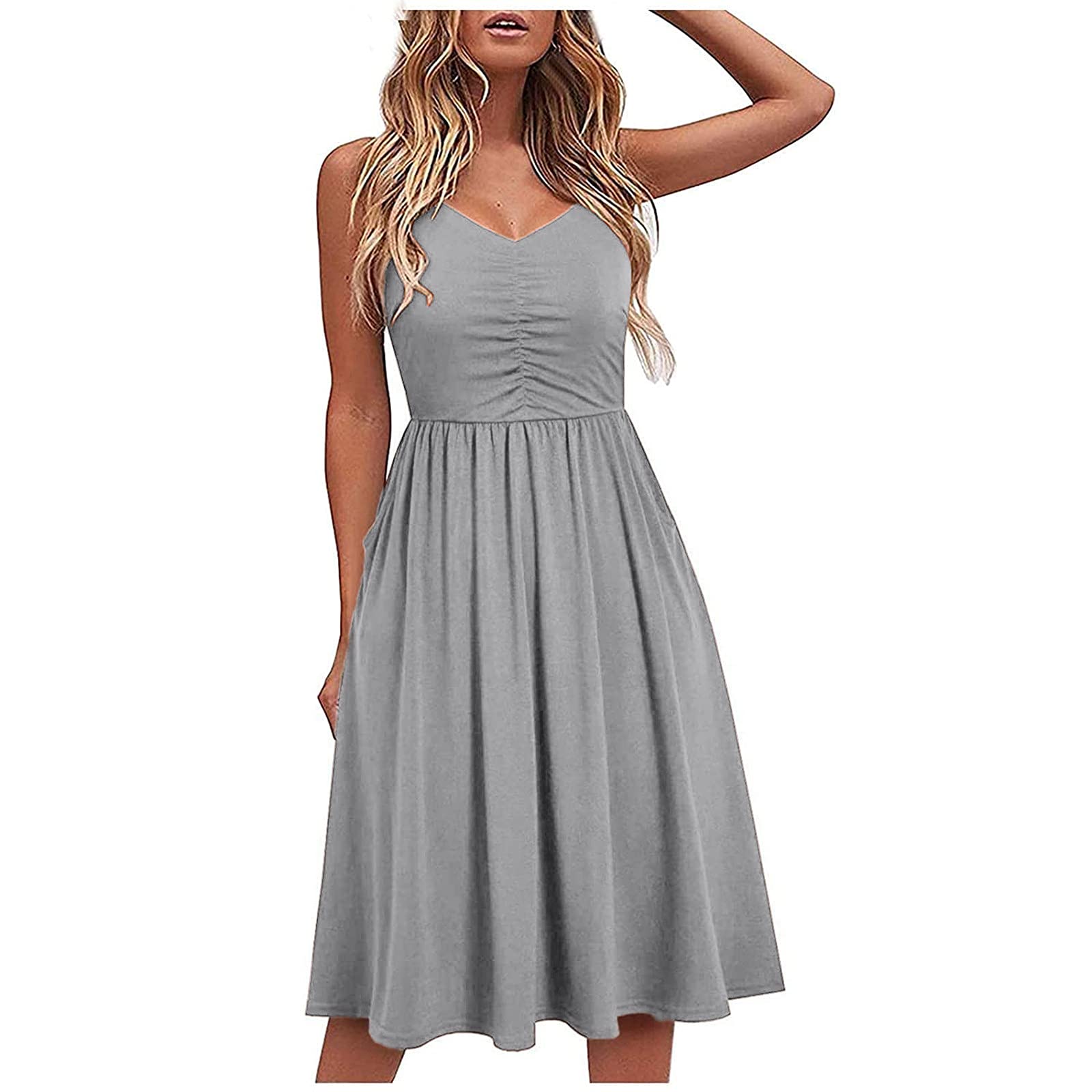 AODONG Women's Casual Elegant Summer Beach Dress - Spaghetti Strap Boho Floral Backless Sundress for Vacation, Party & Date Night
