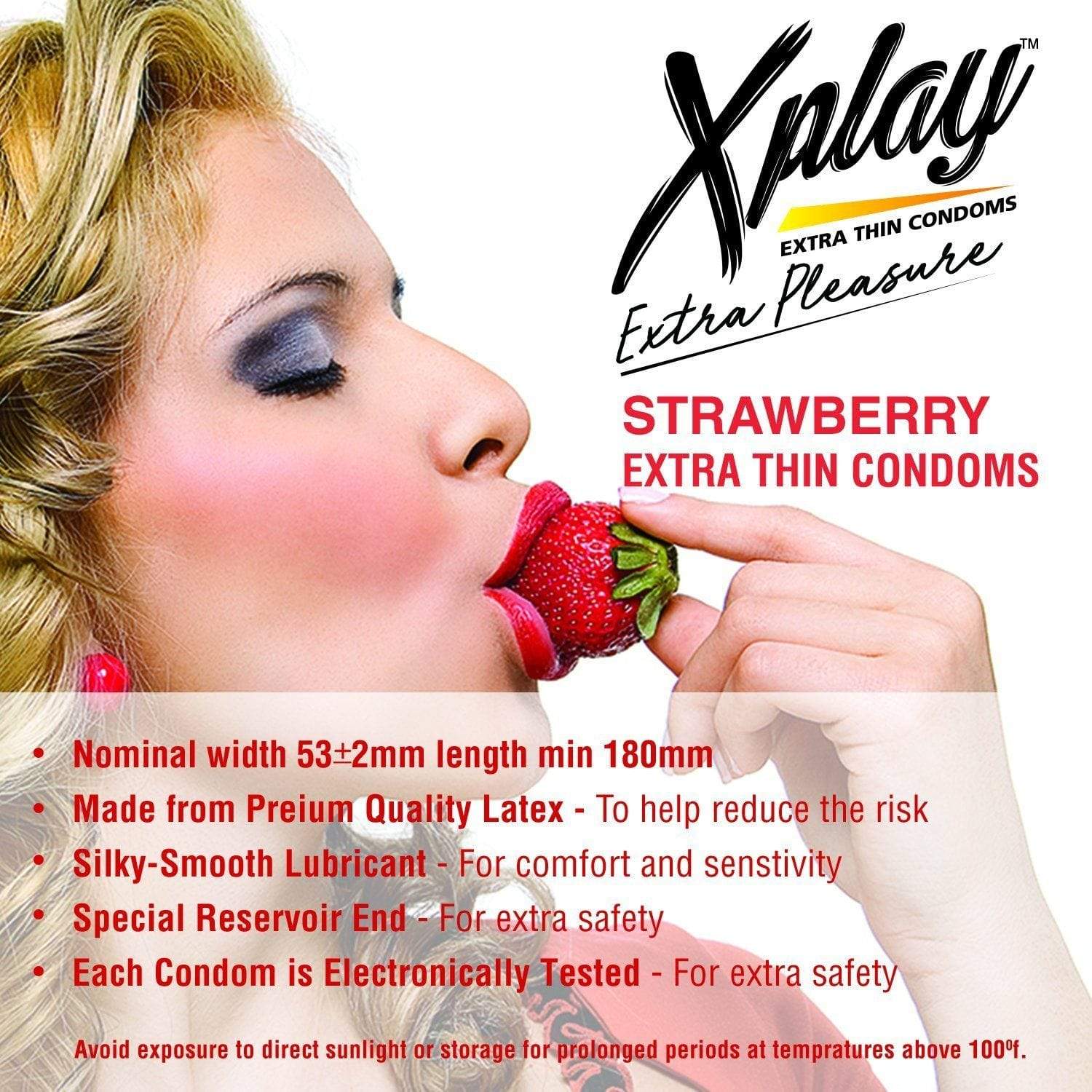 Dr Trust USA Xplay Extra Thin Strawberry Flavored Condoms - Ultra Sensitive & Safe Protection for Enhanced Intimacy & Pleasure