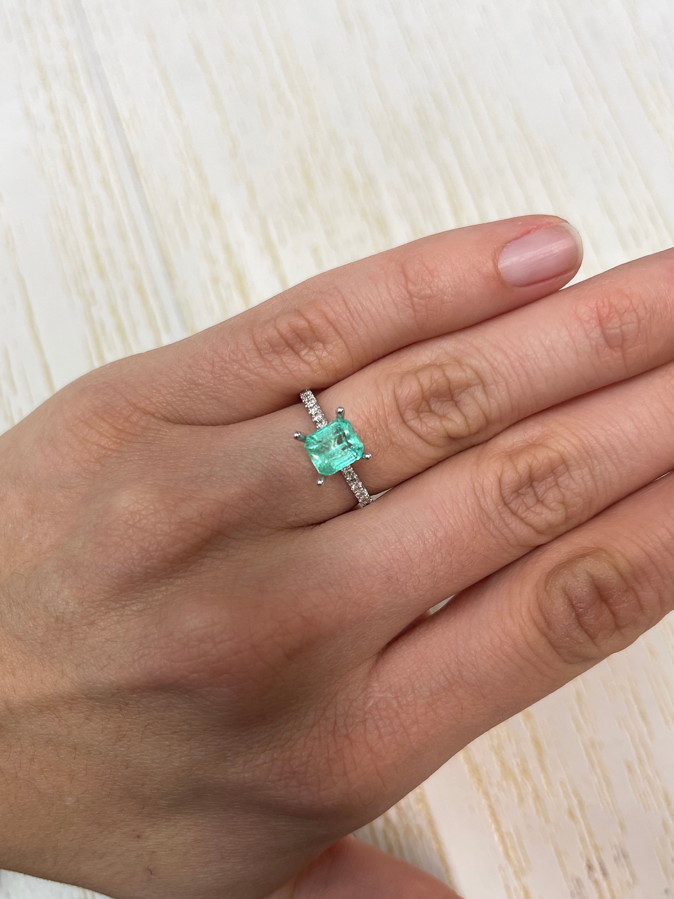 1.59 Carat 7x6mm Pastel Green Natural Loose Colombian Emerald Gemstone - Emerald Cut for Jewelry Making, Engagement Rings & Collector's Pieces