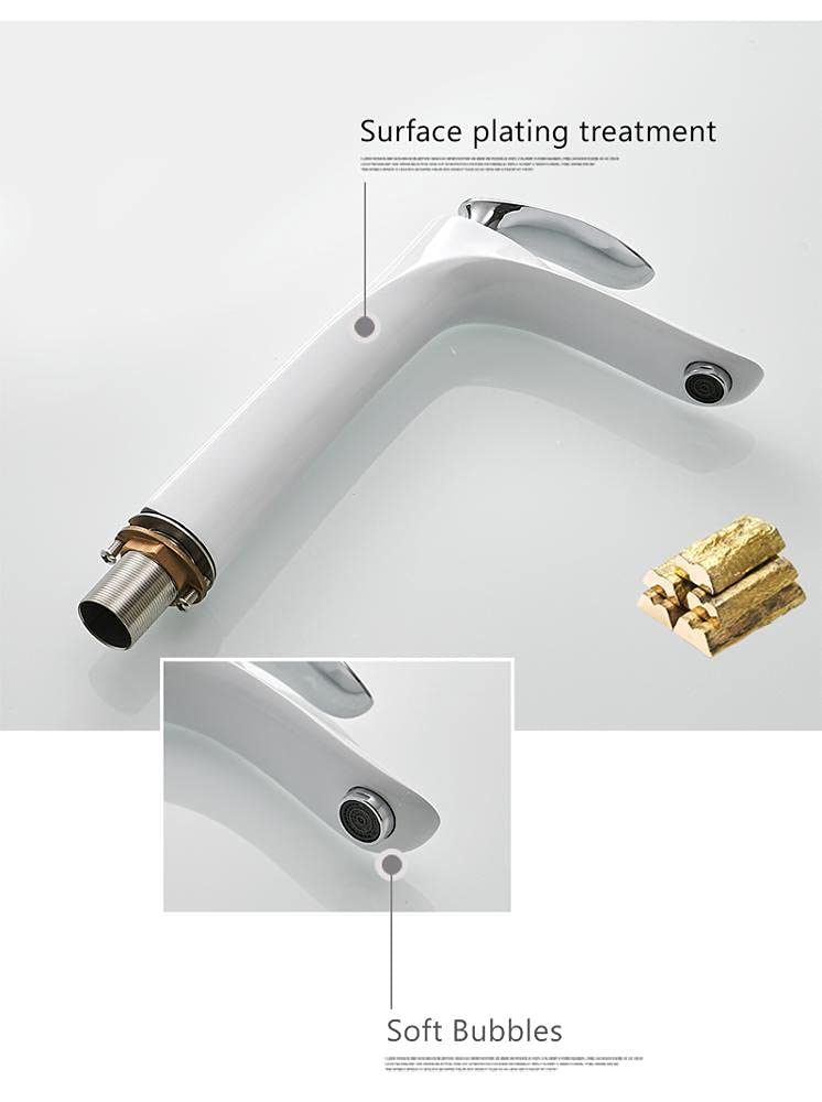 Premium InArt Brass Single Lever Bathroom Basin Mixer Tap - White Gold Finish | Modern Sink Faucet for Vanity, Powder Room & Guest Bathroom