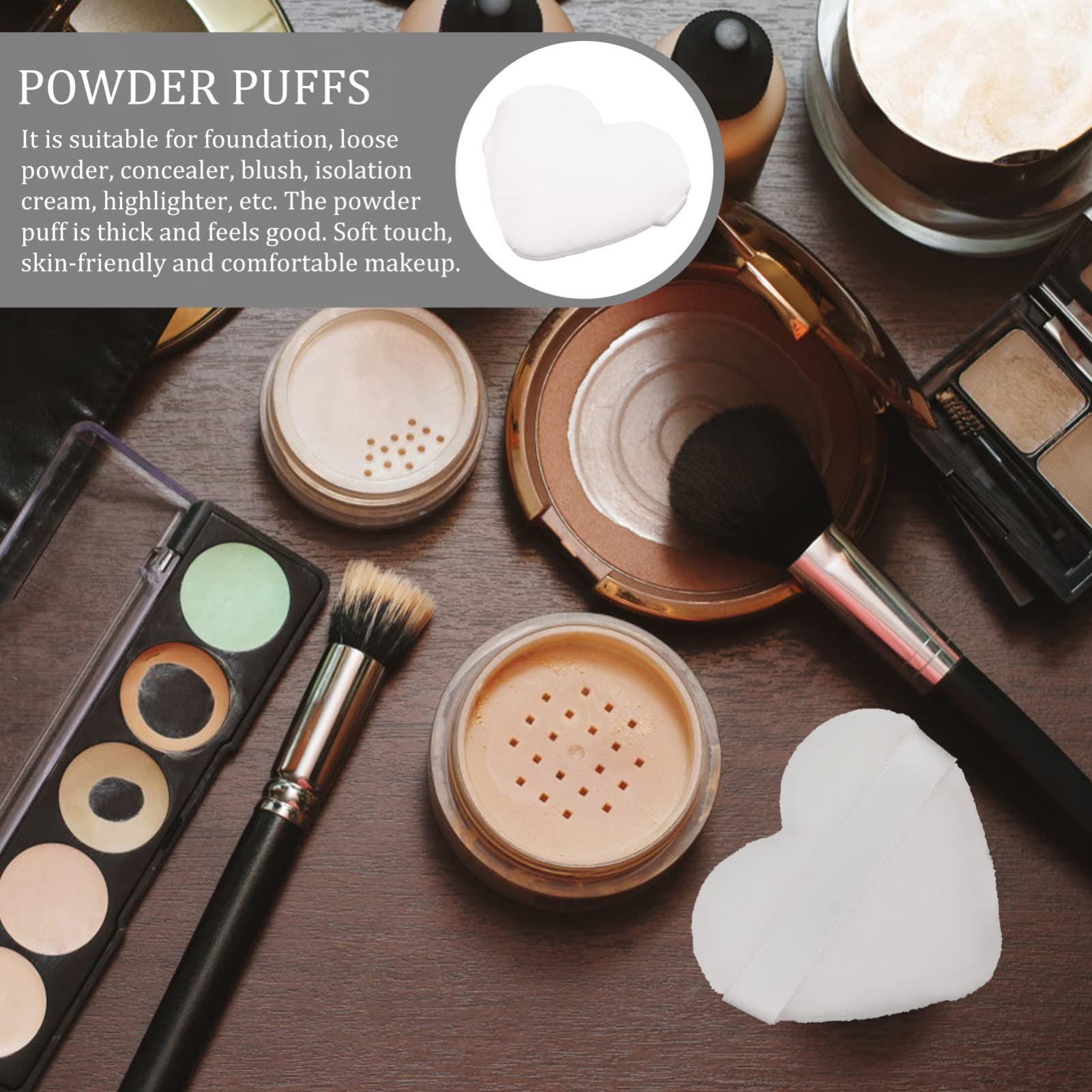 8pcs Heart-Shaped Pressed Powder Puffs - Premium Makeup Sponges for Loose Powder, Contouring & Under Eyes | Soft Cosmetic Blenders for Women & Girls | Ideal for Daily Makeup & Professional Use (White)