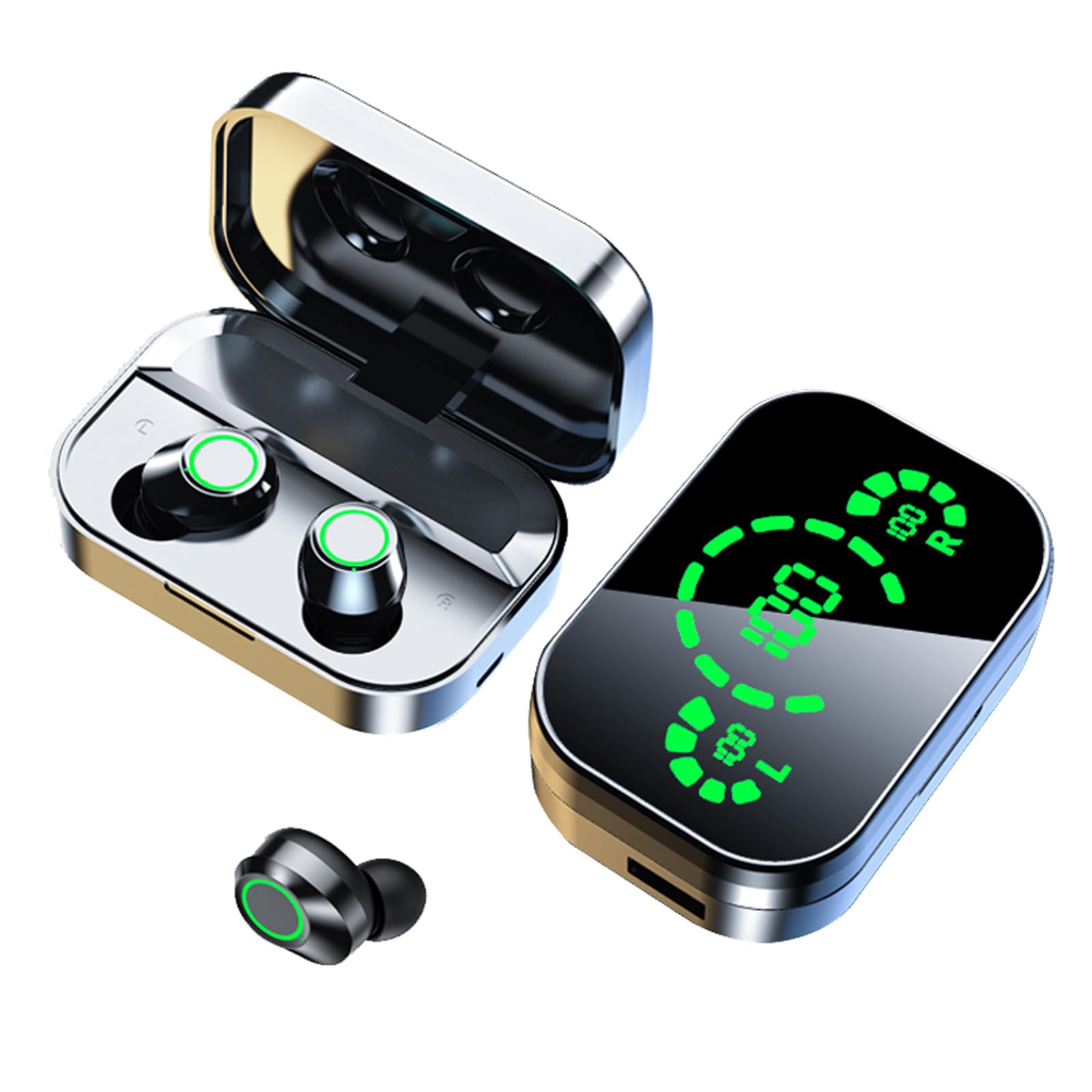 TWS True Wireless Earbuds Bluetooth 5.0, IPX7 Waterproof In-Ear Headphones with Noise Cancellation for iPhone & Android - Perfect for Gym, Running, Travel & Small Ear Canals