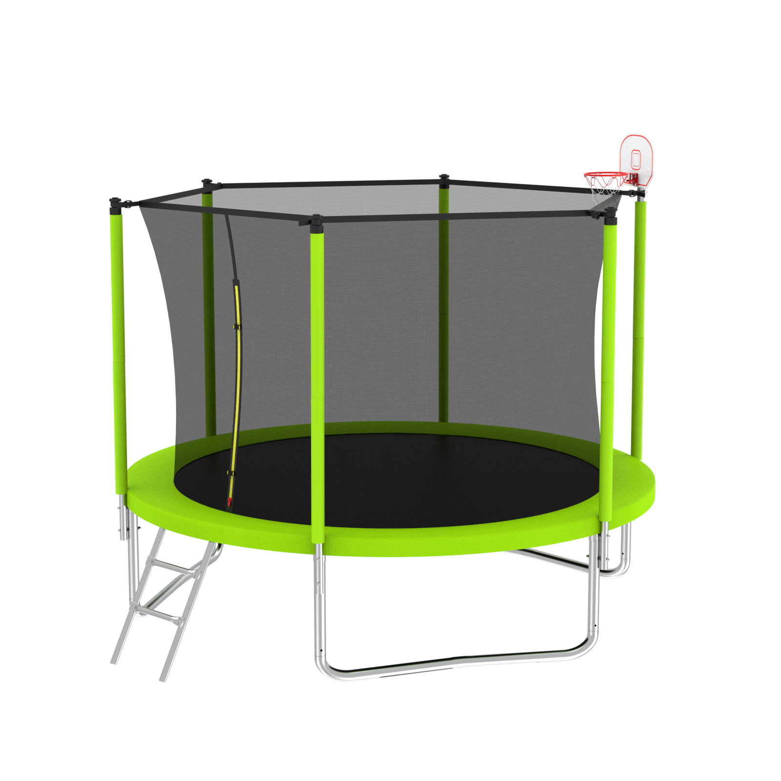 10FT Kids Trampoline with Basketball Hoop & Safety Enclosure - Outdoor Backyard Bouncer with Ladder, ASTM Approved for Safe Jumping Fun - Perfect for Birthday Gifts, Family Playtime and Backyard Activities