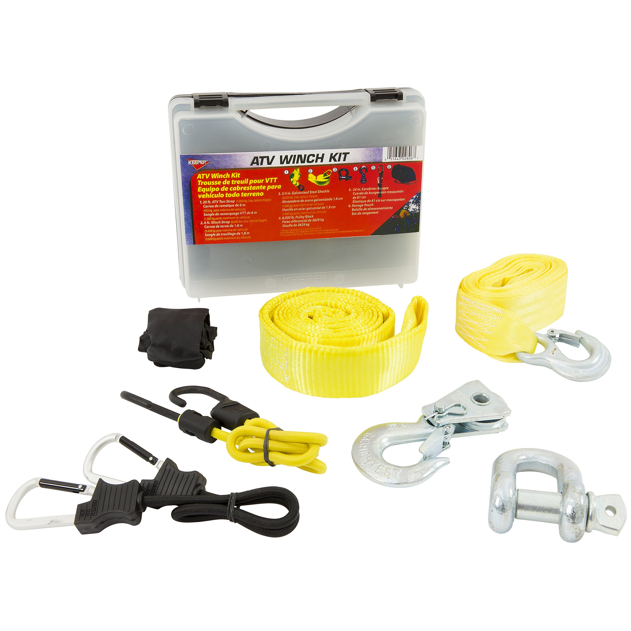 Keeper 02806 ATV Winch Accessory Kit with Durable Storage Case - Heavy Duty Off-Road Winch Parts for ATV, UTV & 4x4 Vehicles - Perfect for Trail Riding, Hunting & Farm Work