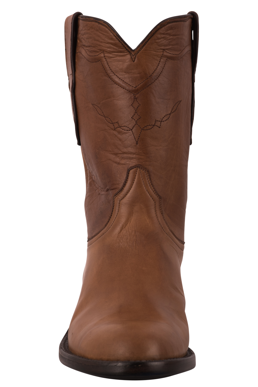 Black Jack Burnished Roper Boots for Men - Peanut Brown Western Cowboy Boots | Durable Leather Riding Boots for Country, Ranch & Outdoor Work