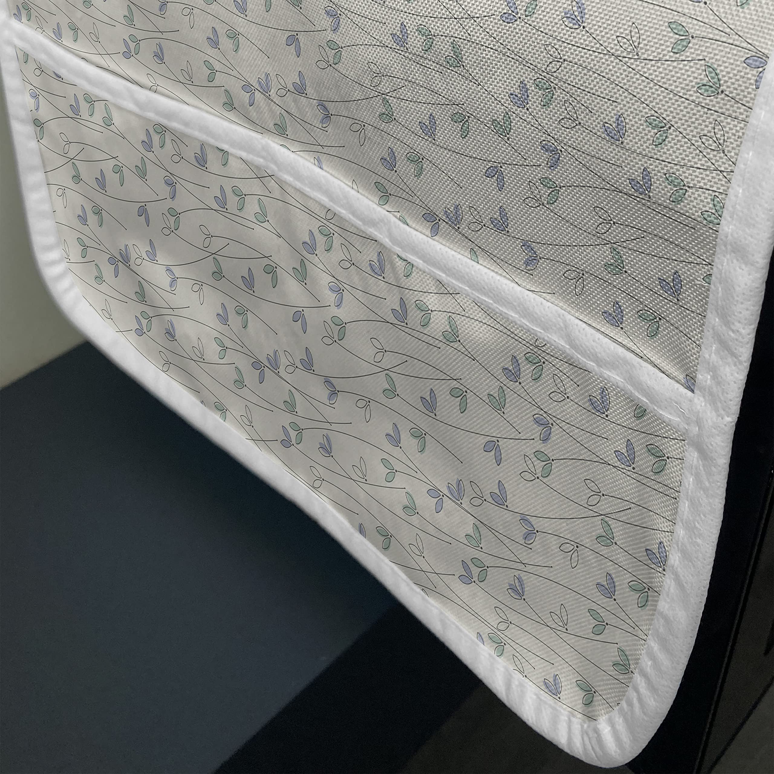 Ambesonne Floral Microwave Cover - Waterproof Doodle Style Foliage Design with Pockets, 36