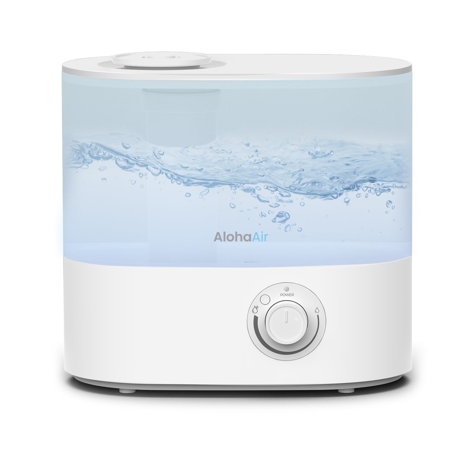 AlohaAir 4L Cool Mist Humidifier with Essential Oil Diffuser - Top Fill, Quiet Operation, 7 Color LED Lights, 360° Nozzle & Auto Shut-Off - Perfect for Bedroom, Baby Nursery, Office & Plants (White)