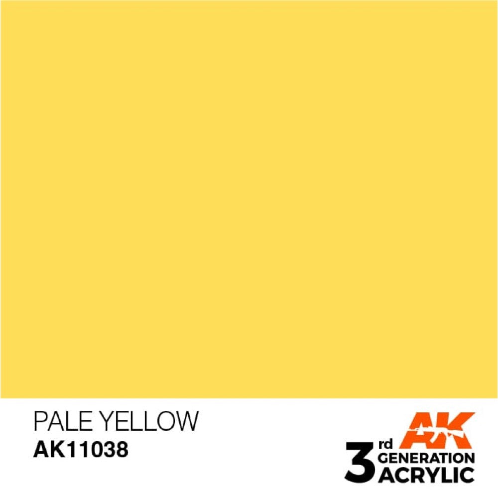 AK Interactive AK11038 Pale Yellow Acrylic Paint - 17ml Bottle (3rd Gen) for Scale Models, Miniatures & Dioramas - Perfect for Military, Aircraft & Figure Painting