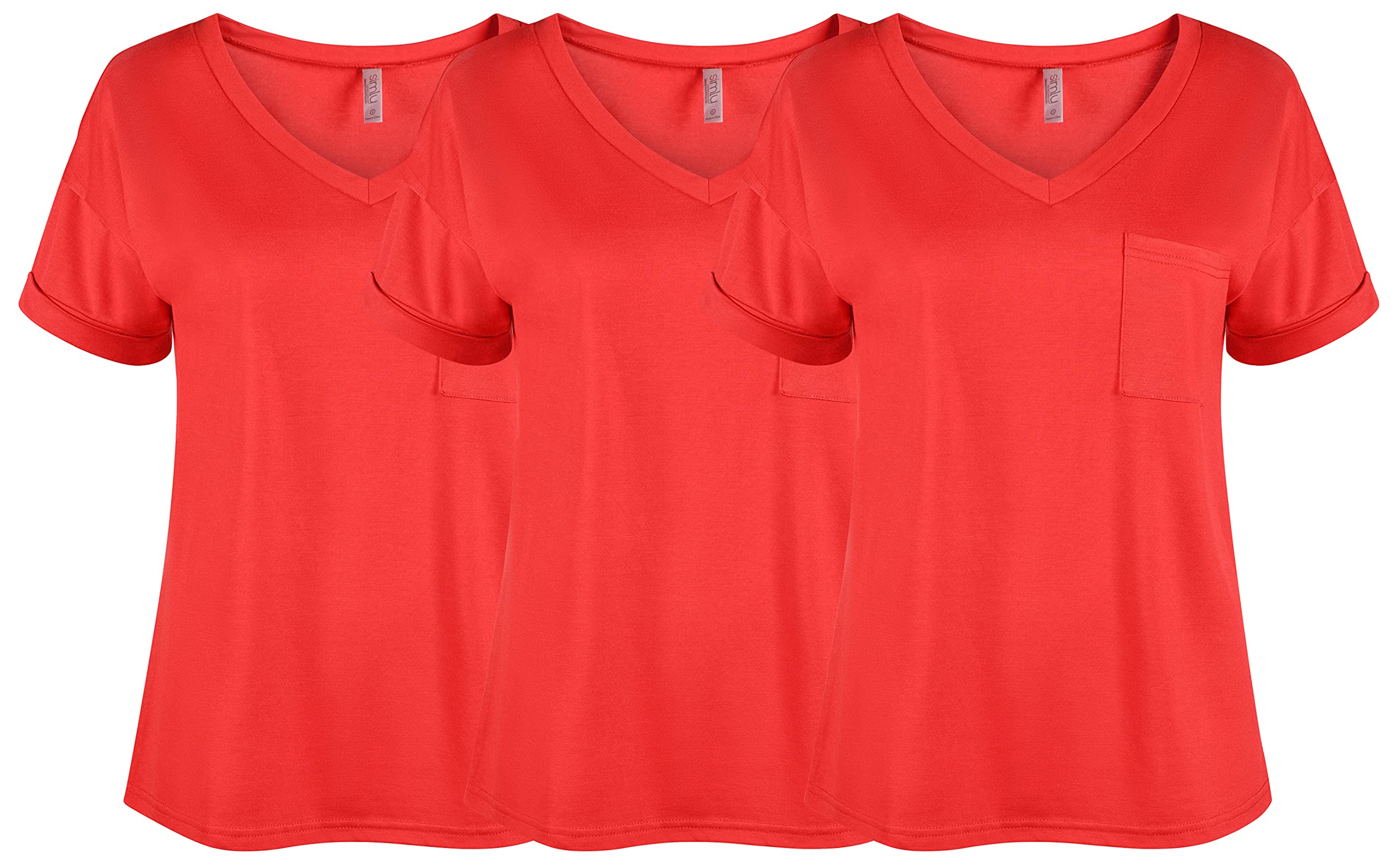 Women's Casual V-Neck T-Shirts Pack - Short Sleeve Basic Tops for Everyday Wear in Regular & Plus Sizes | Perfect for Work, Weekend Outfits and Layering