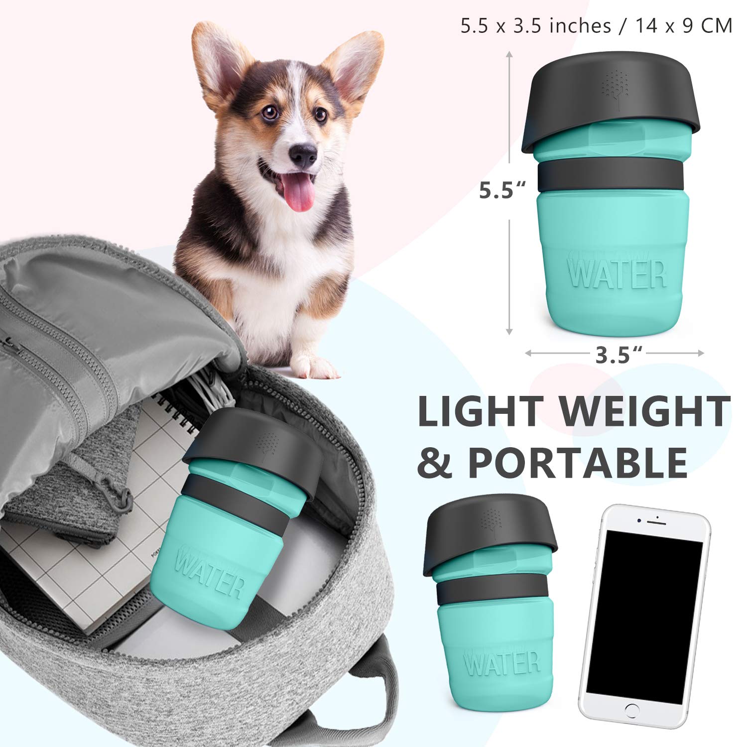 Upgraded 2-in-1 Portable Dog Water Bottle & Bowl - Lightweight Pet Travel Water Dispenser for Hiking, Walking & Outdoor Adventures | PETNF
