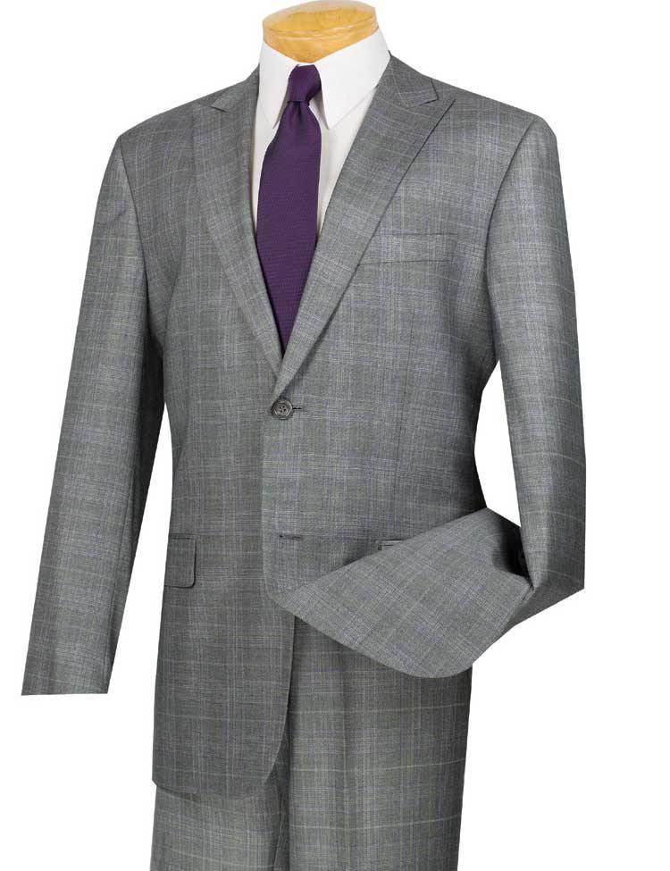 Cambridge Collection Gray Men's Glen Plaid Suit - Classic Business & Formal Attire for Weddings, Office & Special Occasions