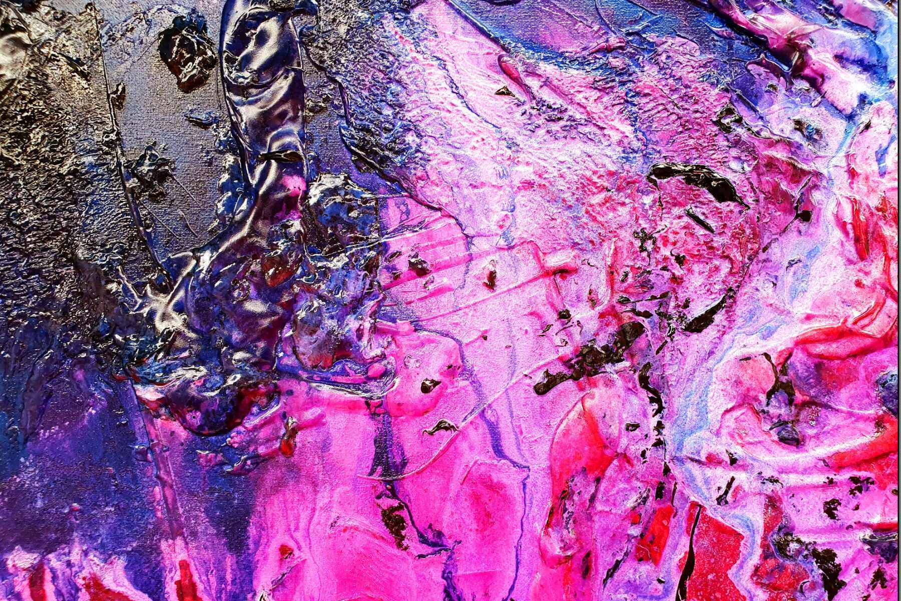 Atomic Ninja 140cm x 100cm Pink Blue Textured Abstract Canvas Art - Modern Wall Decor for Living Room, Bedroom & Office