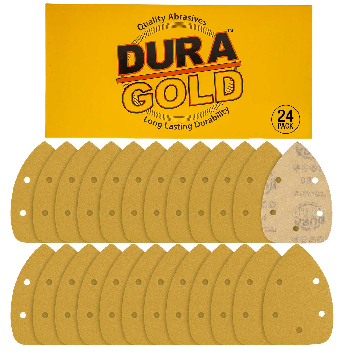 80 Grit 5 Hole Pattern Hook & Loop Sanding Sheets for Mouse Sanders - Box of 24 - Perfect for Woodworking, Metal Polishing & DIY Projects