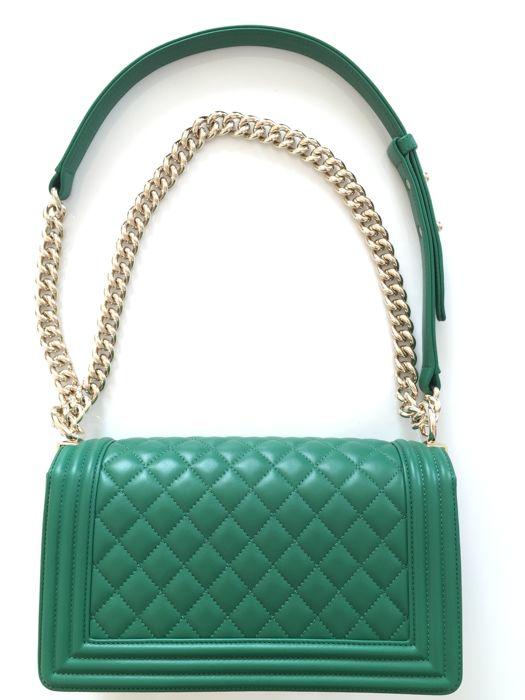 Chanel Boy Medium Flap Bag in Green | Luxury Leather Handbag for Women | Perfect for Parties, Work & Everyday Use