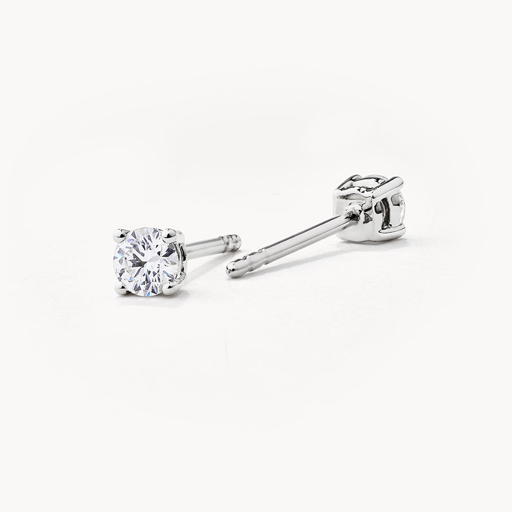 Lab-Grown Diamond Round Stud Earrings in Sterling Silver - Perfect for Everyday Wear, Gifts & Special Occasions