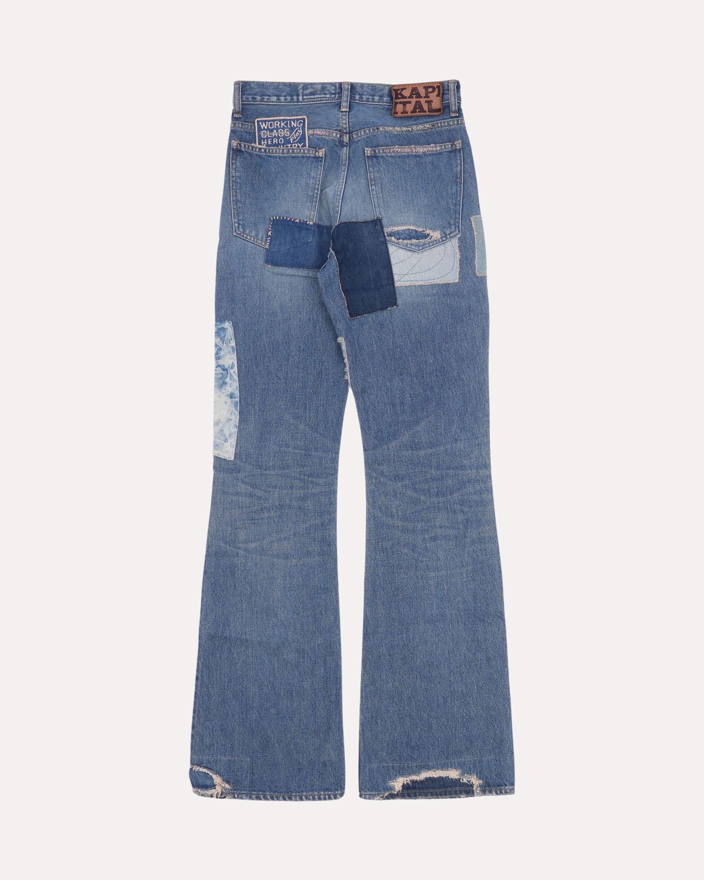 14oz Denim 5-Pocket Crazy Dixie Retro Flare Jeans for Women - Vintage 70s Style High Waisted Bell Bottom Pants for Casual Wear, Music Festivals and Boho Fashion