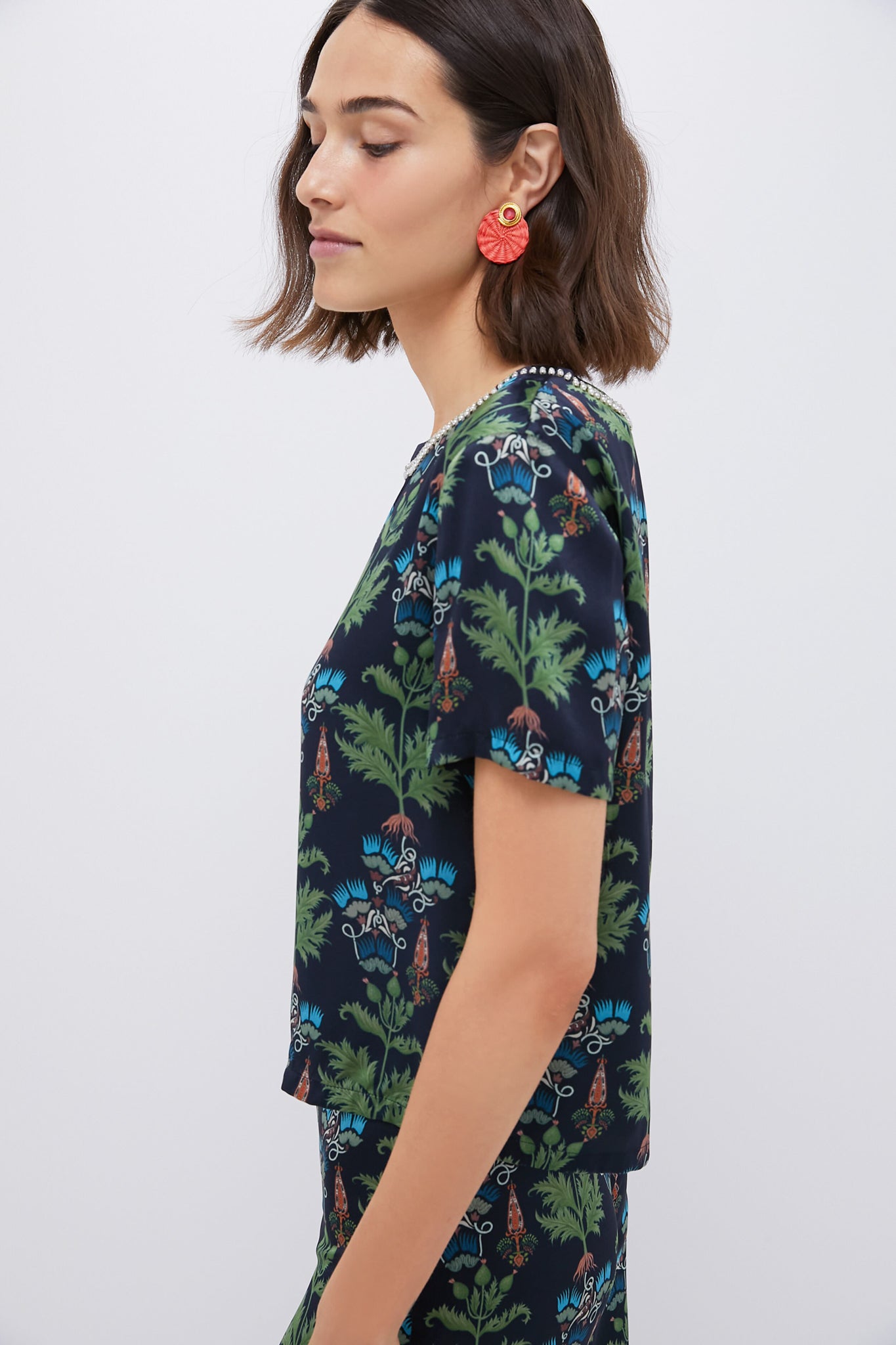 Blue Persian Botanic Gabrielle Top - Floral Print Women's Blouse for Casual & Party Wear | Perfect for Summer Outfits & Boho Style
