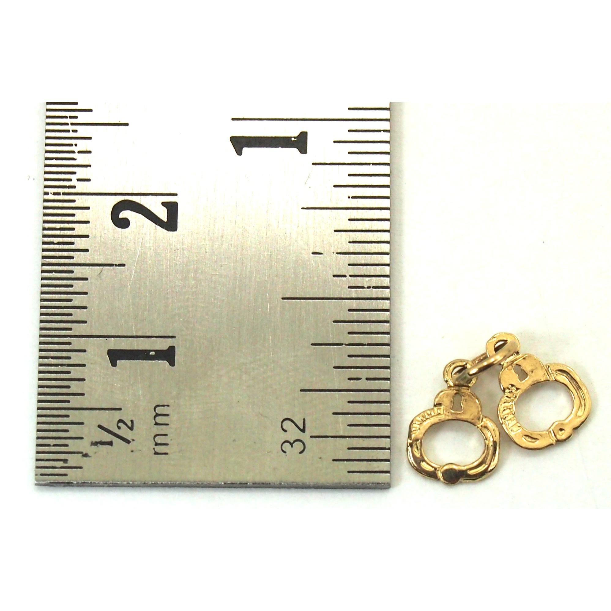 14K Yellow Gold Handcuffs Charm Pendant with 18