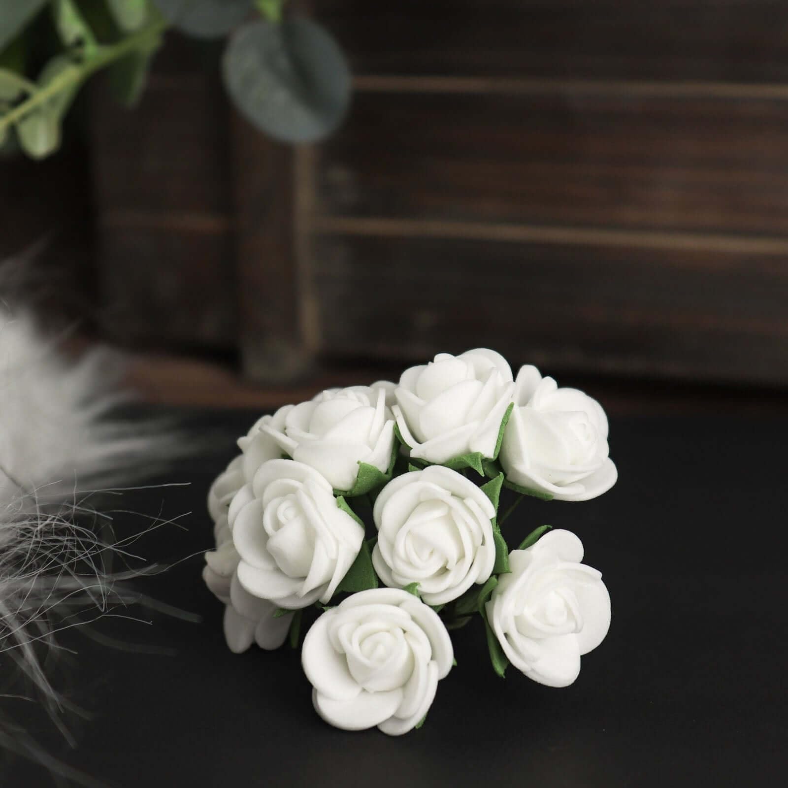 48 White Artificial Foam Roses with Stems - 4