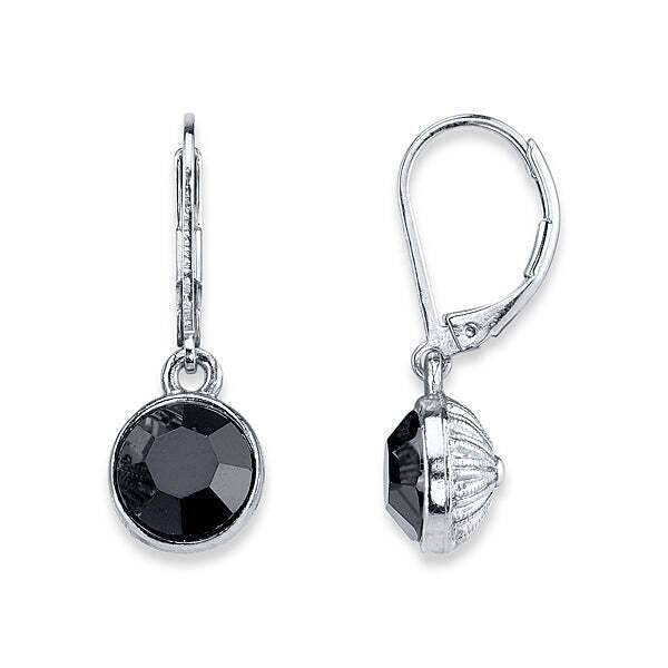 1928 Jewelry Classic Round Black Drop Earrings for Women - Vintage Dangle Earrings for Party, Wedding & Evening Wear