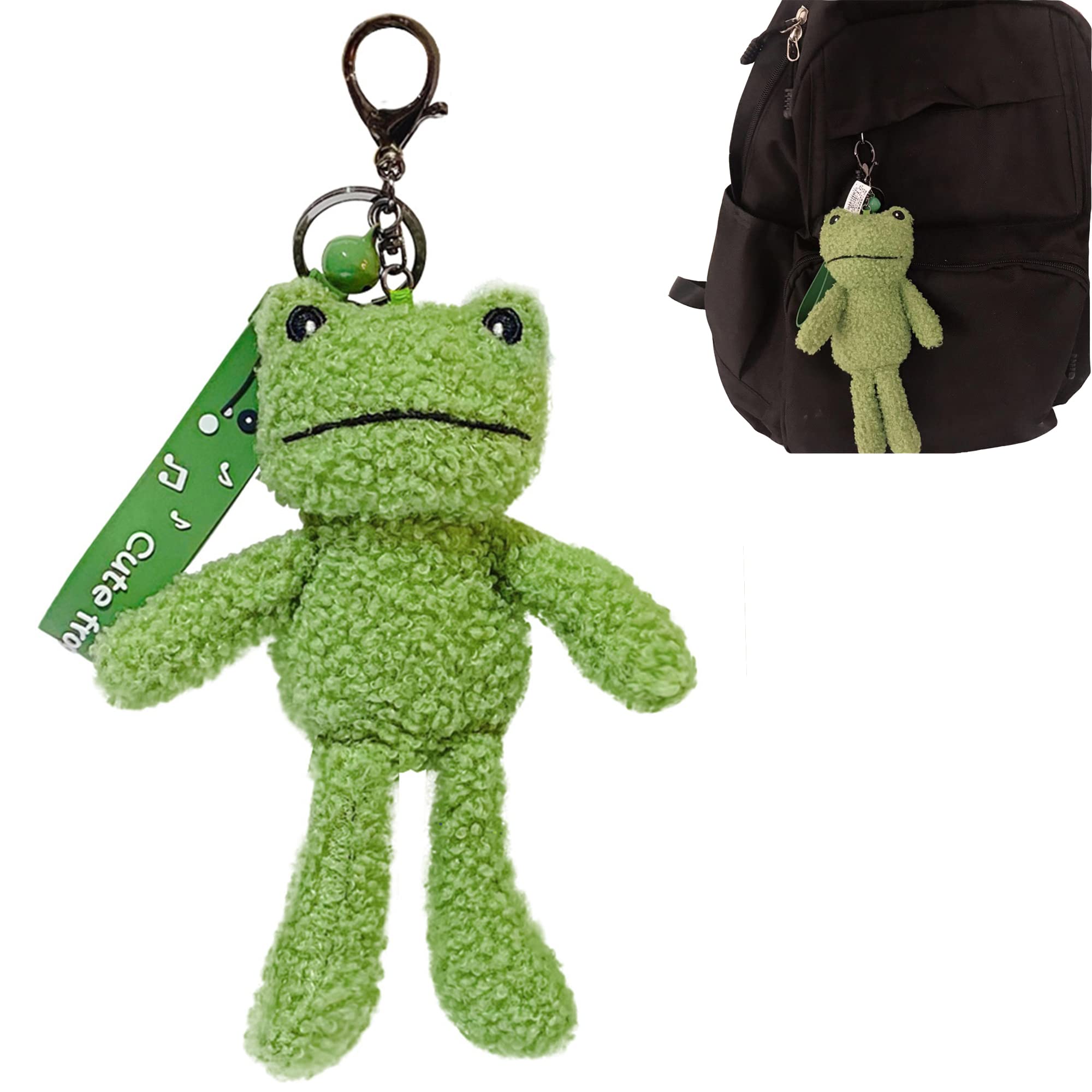 Adorable Frog Plush Keychain - Kawaii Cute Keyring Accessories for Backpacks, Bags, Purse & Car Keys | Perfect Birthday, Christmas, Valentine's Day Gift for Men & Women | Great for Everyday Use, Travel & Key Organization