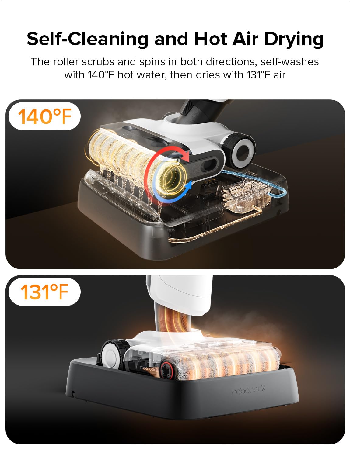 Roborock Flexi Pro Cordless Wet Dry Vacuum Cleaner and Mop - 17000Pa Powerful Suction, Hot Water Self-Cleaning, Hot Air Drying System for Hard Floors & Tiles | Edge-to-Edge Cleaning with FlatReach Technology | Perfect for Home, Office & Pet Hair Cleaning
