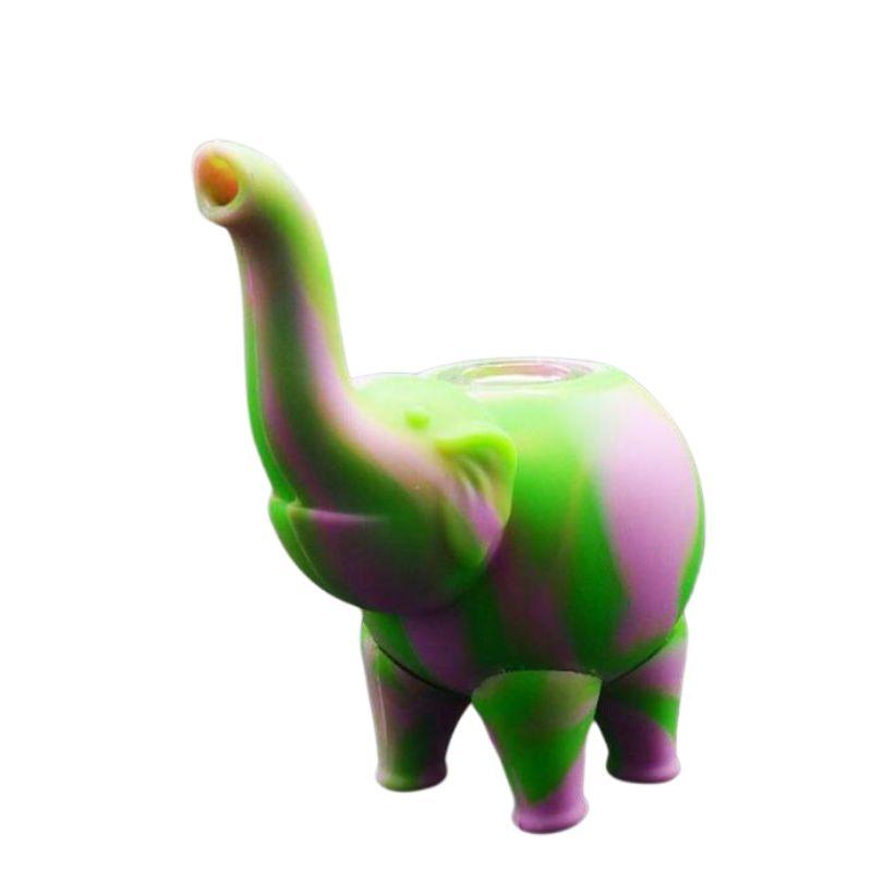 4.9 Inch Silicone Mini Bubbler Elephant Water Pipe - Food Grade Oil Rig with Multiple Color Options | Portable & Durable for Travel, Camping, and Home Use