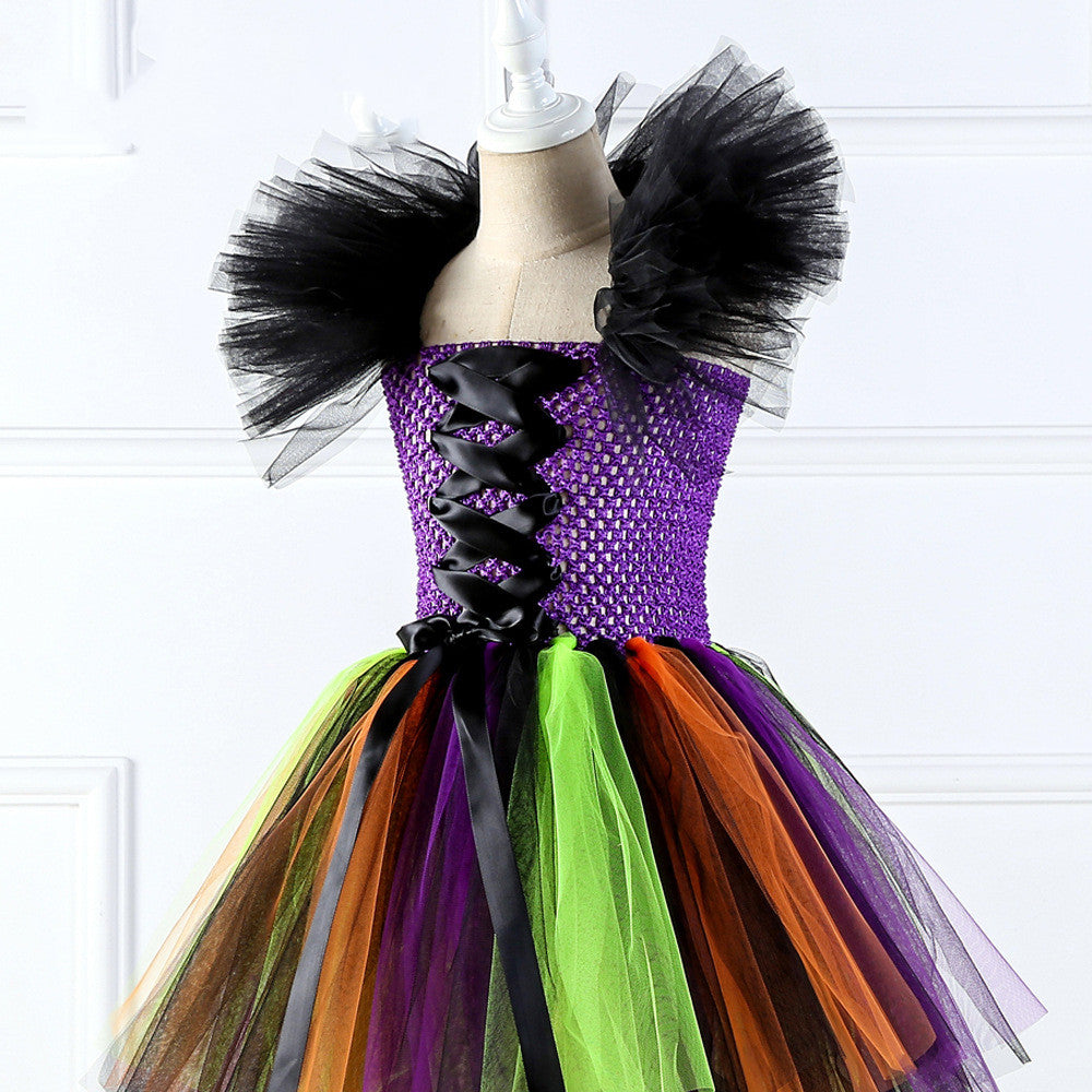 Halloween Wizard Girl Dress Costume for Kids - Magical Witch Outfit for Trick or Treating & Cosplay