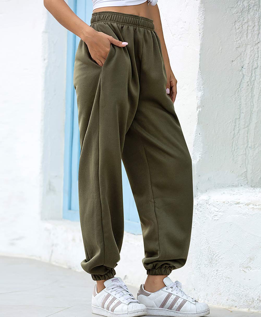 Women's High Waist Cinch Bottom Sweatpants with Pockets - Athletic Jogger Pants for Gym, Running & Lounge Wear - Comfortable Yoga & Workout Trousers for Women