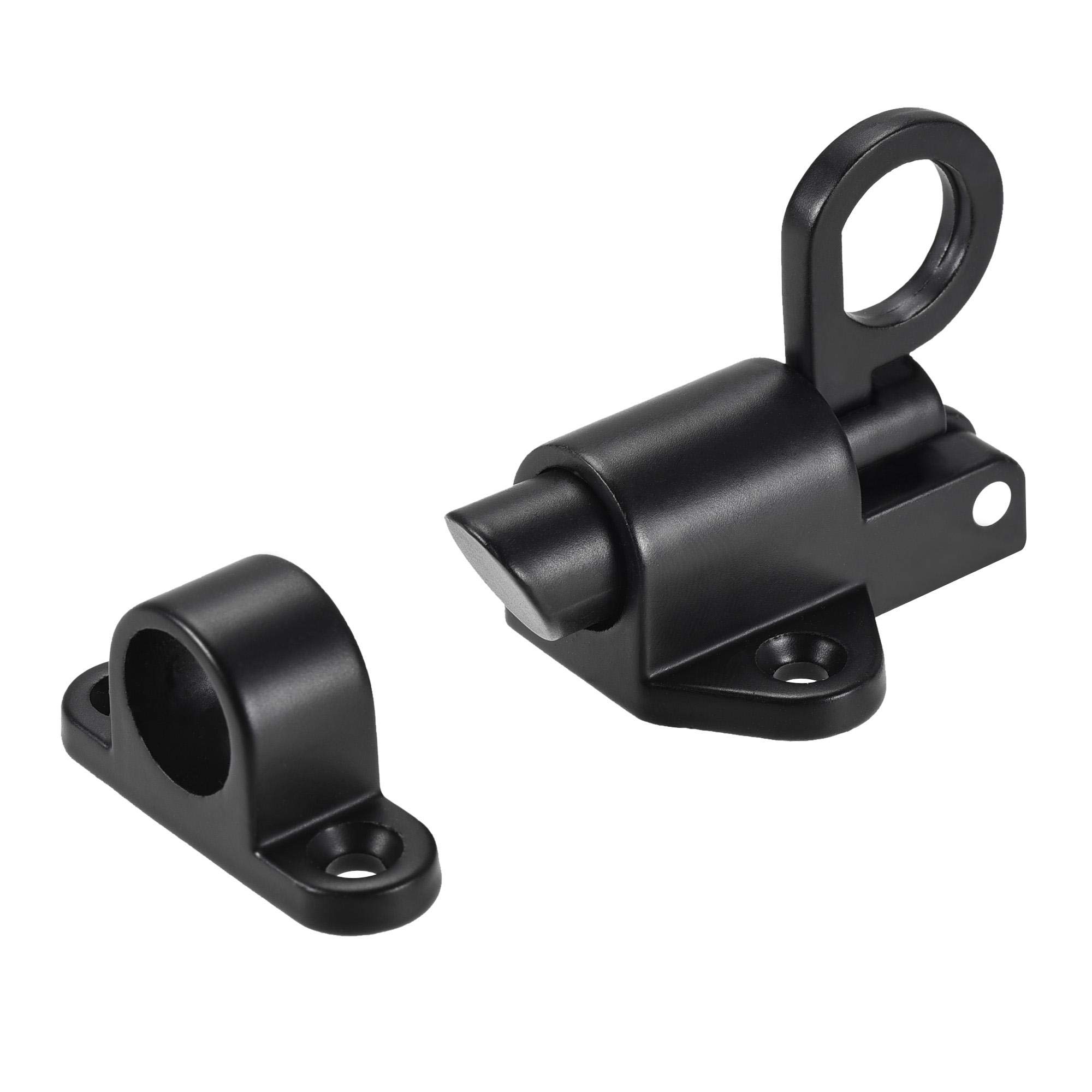 uxcell Aluminum Alloy Spring Bolt Lock - Automatic Security Latch for Doors, Windows & Gates - Heavy Duty Black Bounce Lock for Home & Commercial Security (Indoor/Outdoor Use)