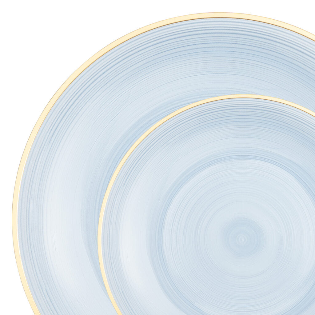 32-Piece Blue Transparent & Gold Plastic Dinnerware Set - Crystal Design for 16 Guests | Elegant Party Plates, Cups & Cutlery for Weddings, Birthdays & Formal Events