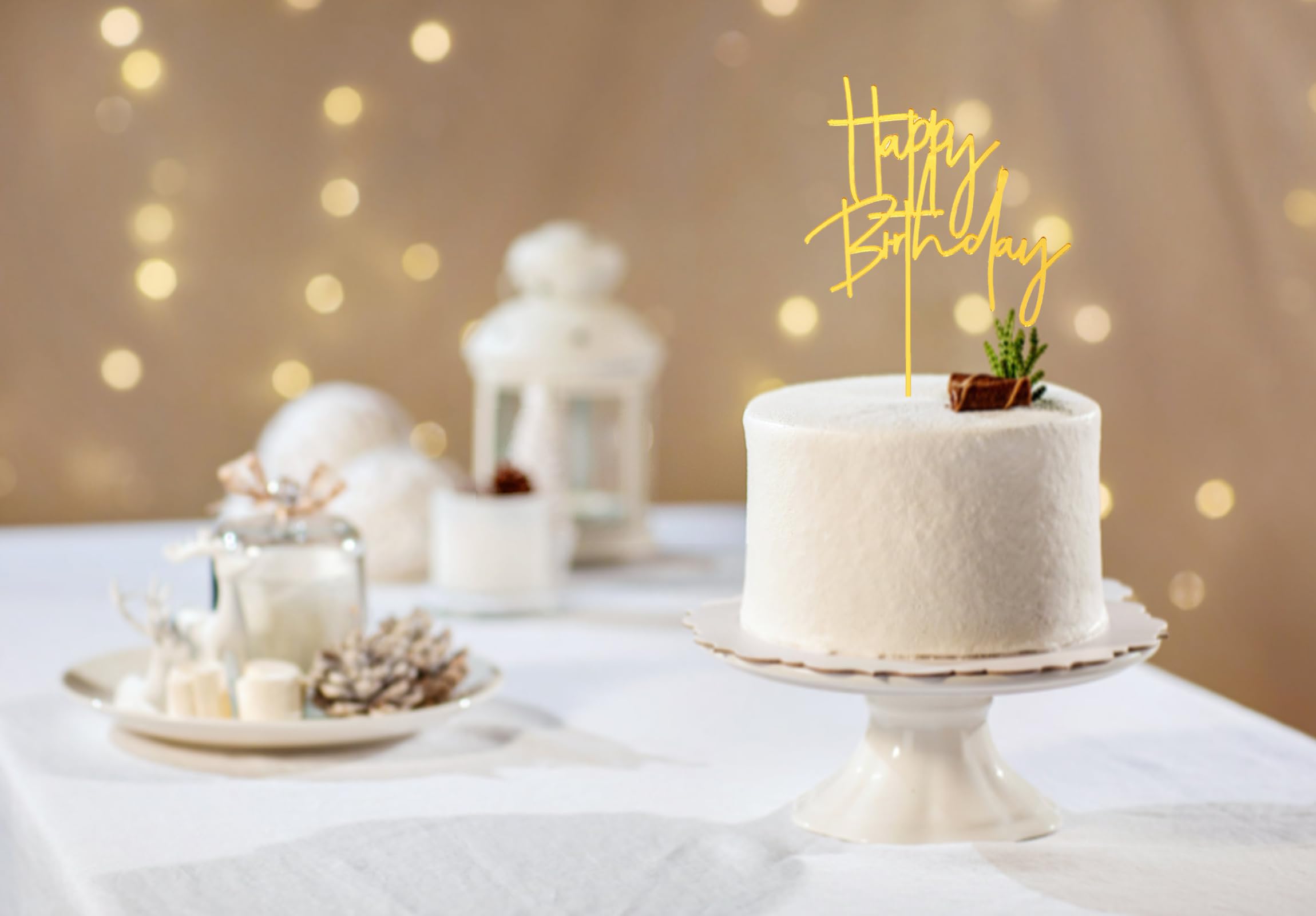 Gold DIY Happy Birthday Cake Topper - Acrylic Birthday Cake Sign for Party Decorations & Supplies (Gold) | Perfect for Birthday Cakes, Cupcakes, and Dessert Table Decor