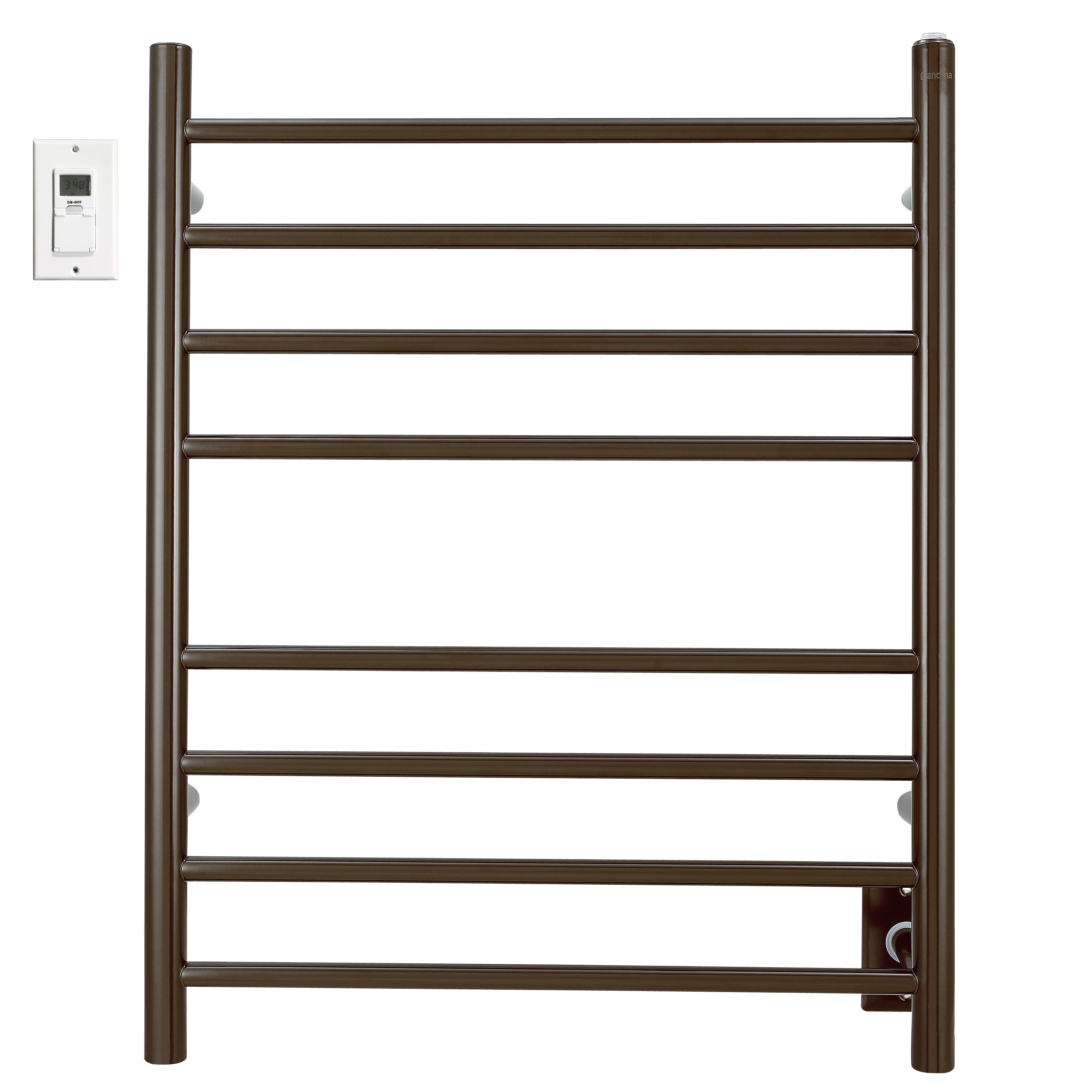 Ancona Prestige Dual 8 Bar Hardwired & Plug-in Bathroom Towel Warmer - Oil Rubbed Bronze Finish with Digital Timer - Perfect for Spa, Luxury Hotels & Home Bathrooms