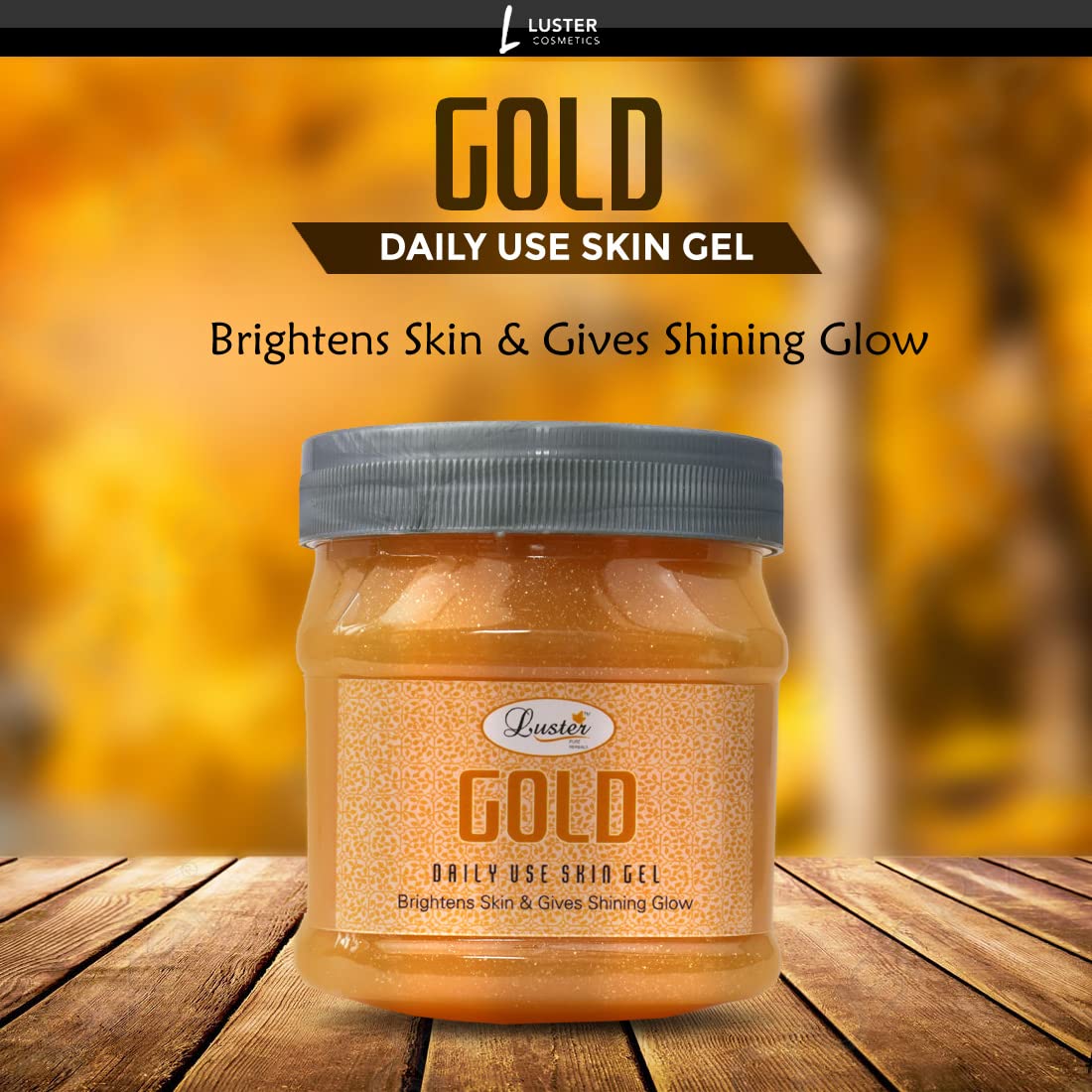 Luster Gold Massage Gel for Face & Body - Brightens Skin, Hydrates & Nourishes Skin Cells for Radiant Glow - Daily Use Moisturizing Gel for Men & Women - 500ml - Perfect for Spa, Home Relaxation & Skincare Routine
