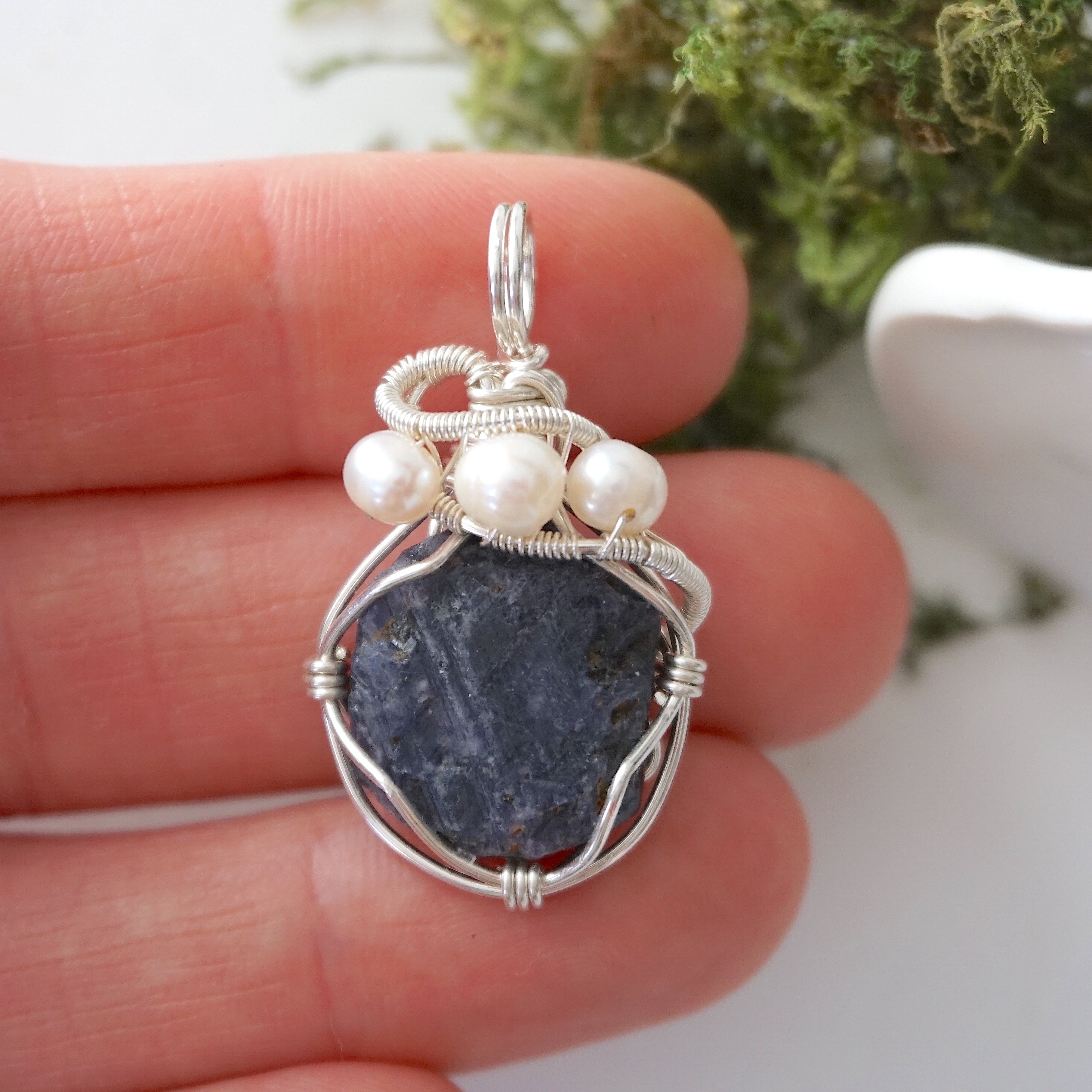 Elegant Sapphire and Pearl Sterling Silver Necklace for Women - Perfect for Weddings, Anniversaries & Special Occasions