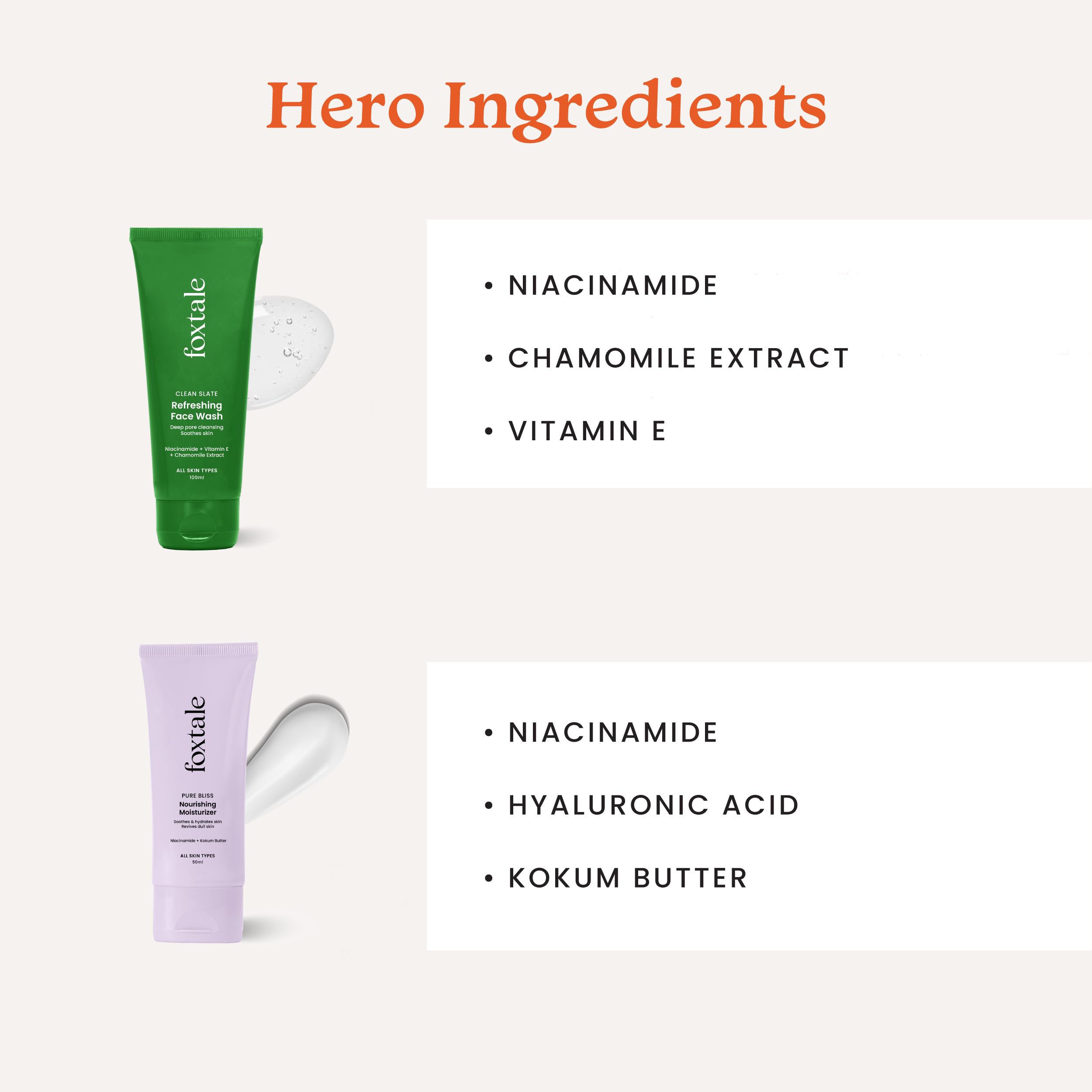 Foxtale Combo - Everyday Glow Duo with Refreshing Face Wash 100ml & Nourishing Moisturizer 50ml | Skincare Set for Daily Hydration & Radiance | Perfect for Morning & Night Routine