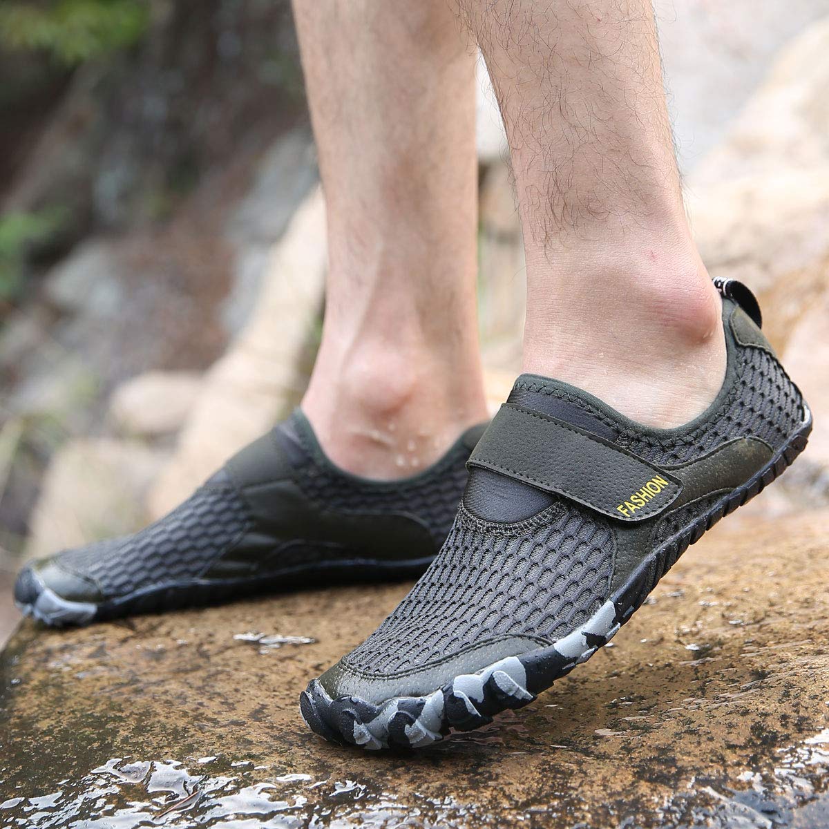CHICLOVEY Men's Quick Dry Water Shoes - Breathable Mesh Slip On Aqua Sneakers for Swimming, Beach, Pool & Water Sports | Lightweight Athletic Shoes for Men