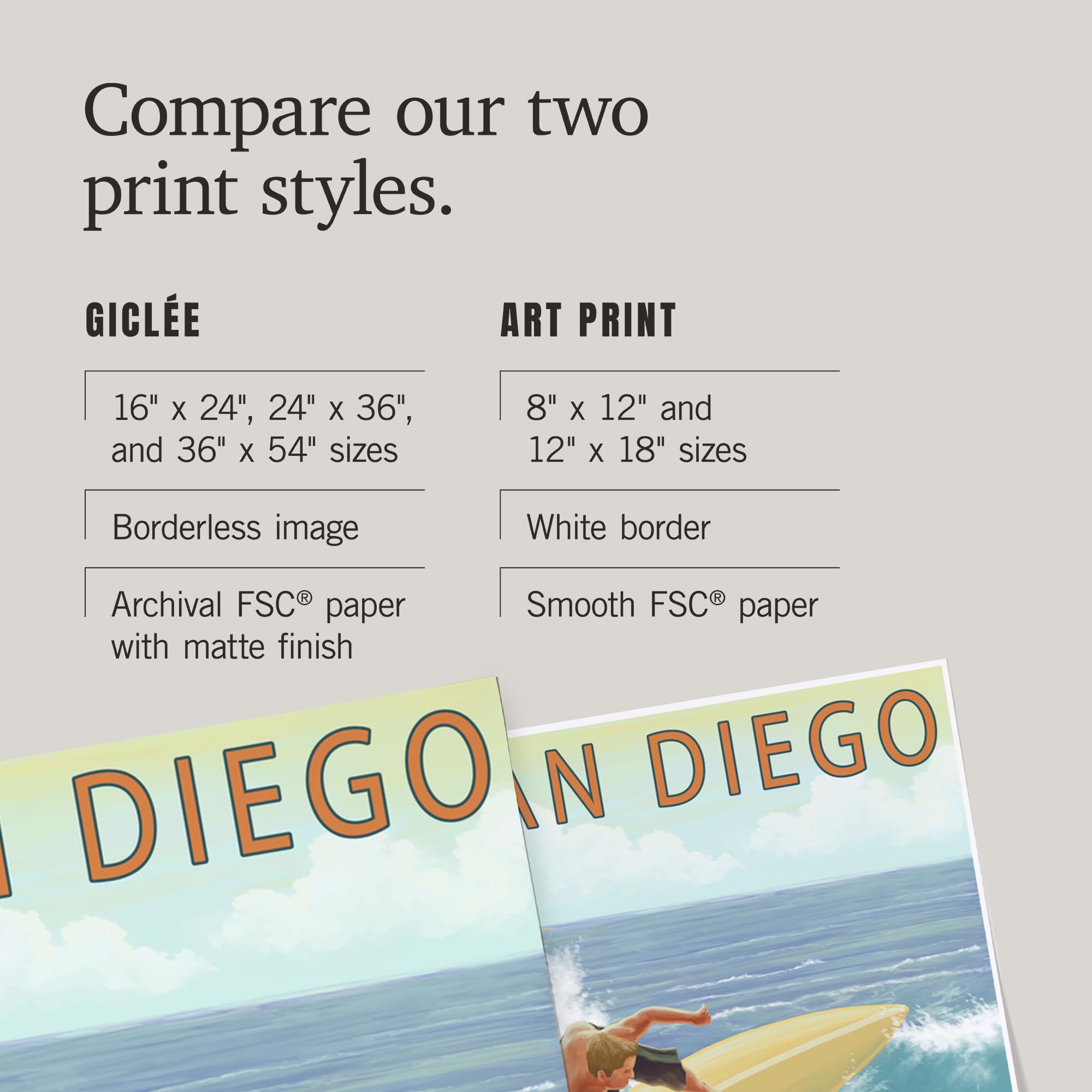 Lantern Press 16x24 Inch Giclee Art Print - San Diego California Coastal Surfing Tropical Wall Decor | Perfect for Beach House, Living Room & Office Decor