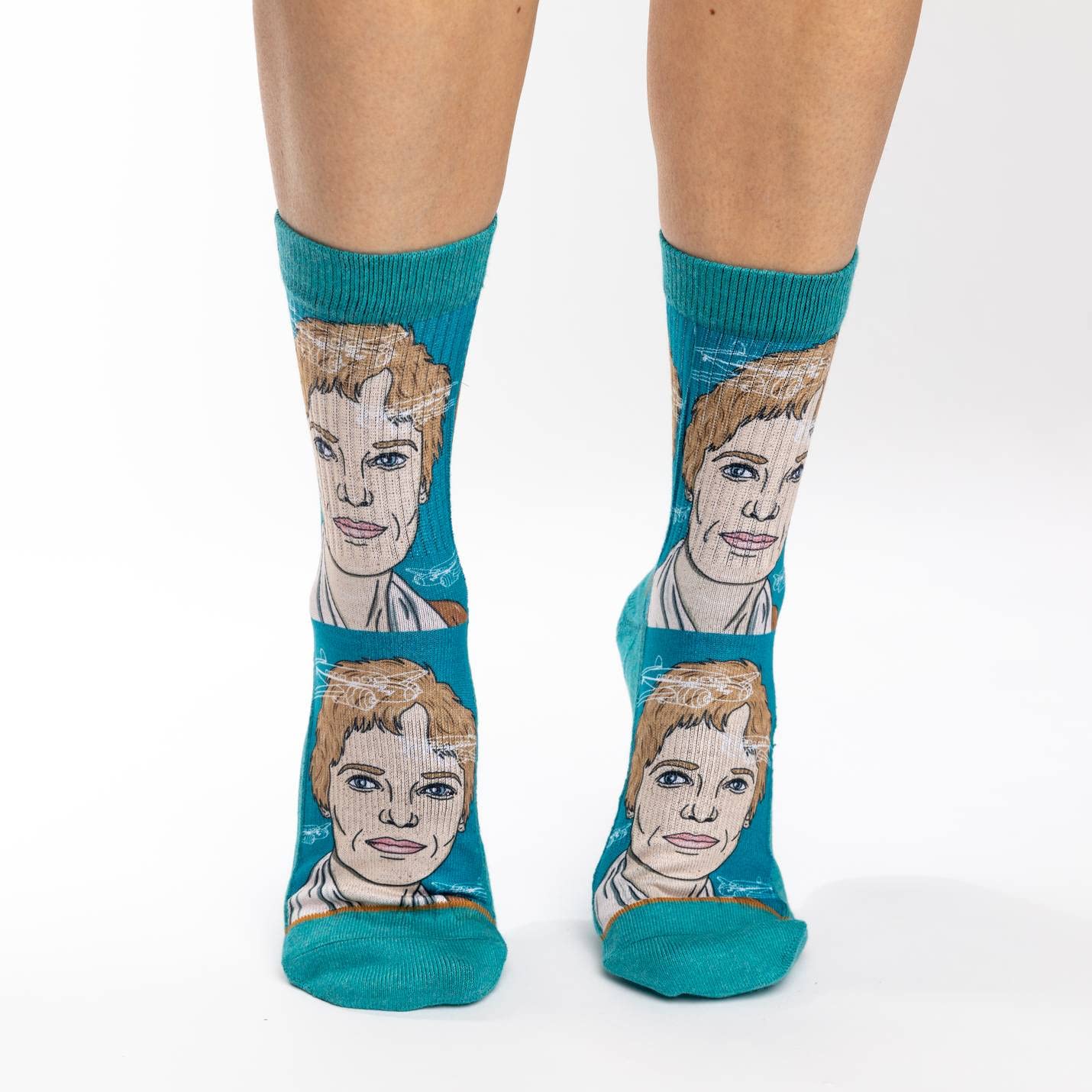 Good Luck Sock Women's Amelia Earhart Inspired Crew Socks - Fun Aviation Themed Novelty Socks for Adults - Perfect for Travel, Gifts & Everyday Wear