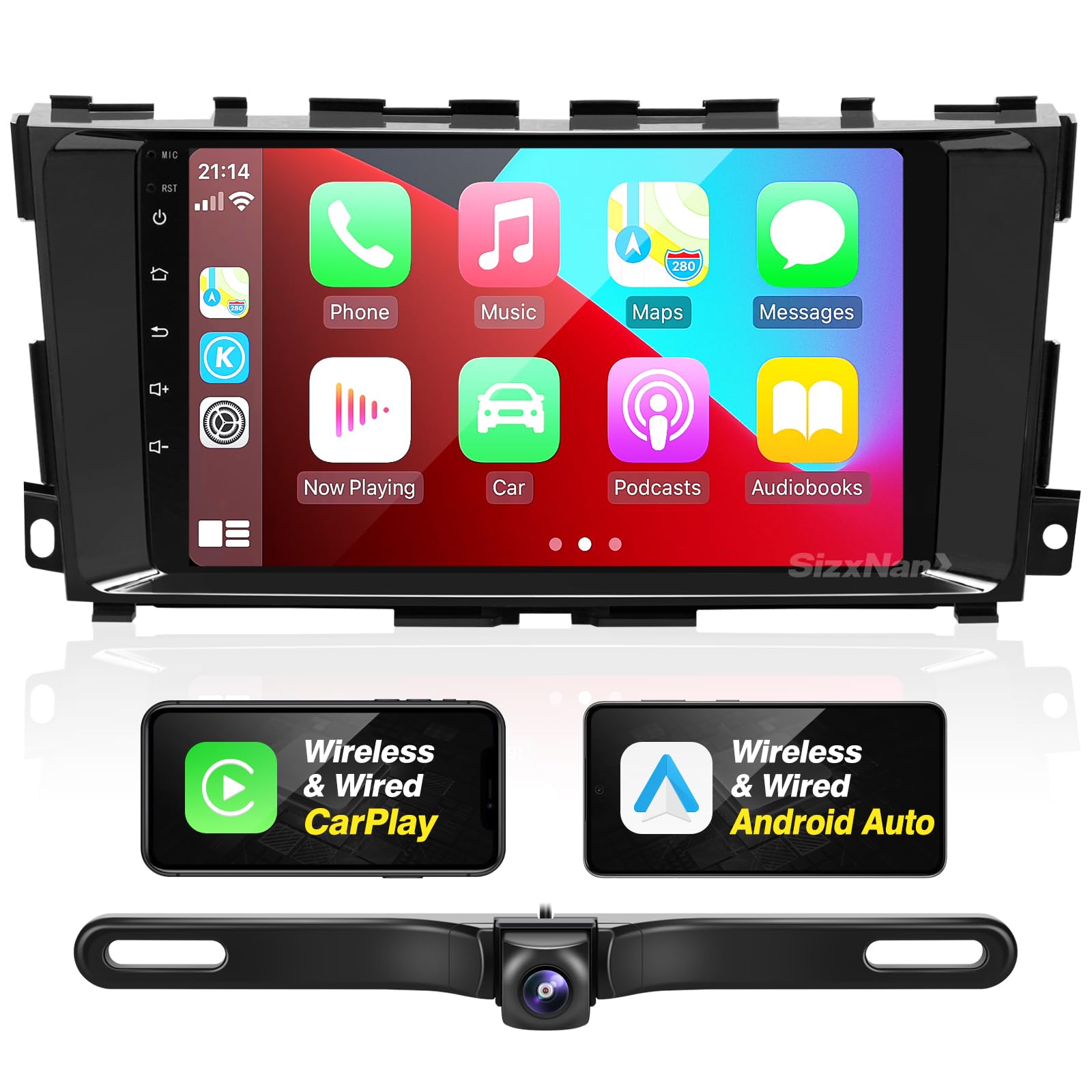 ALTIMA 2013-2018 Car Stereo with Wireless CarPlay & Android Auto - 8-Core 1280x720 Touchscreen Head Unit, Bluetooth, GPS Navigation, WiFi, AM/FM, Backup Camera | Perfect for Upgrading Your Car's Multimedia System & Hands-Free Driving